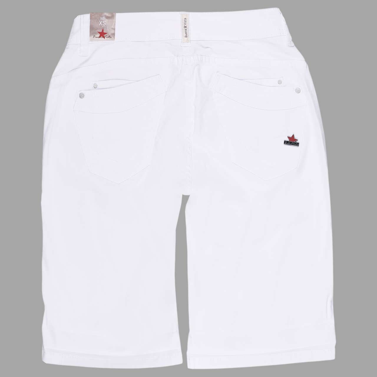 Damen Baumwollhose Malibu-Short Stretch Twill von Buena Vista in Weiß, detaillierte Rückansicht