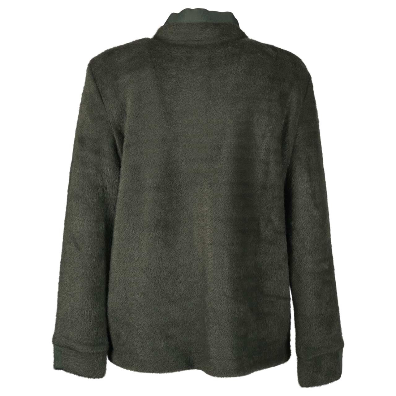 Damen Pullover Troyer Featheryarn Tape Detail von Cecil in Dunkelgrün, Rückansicht