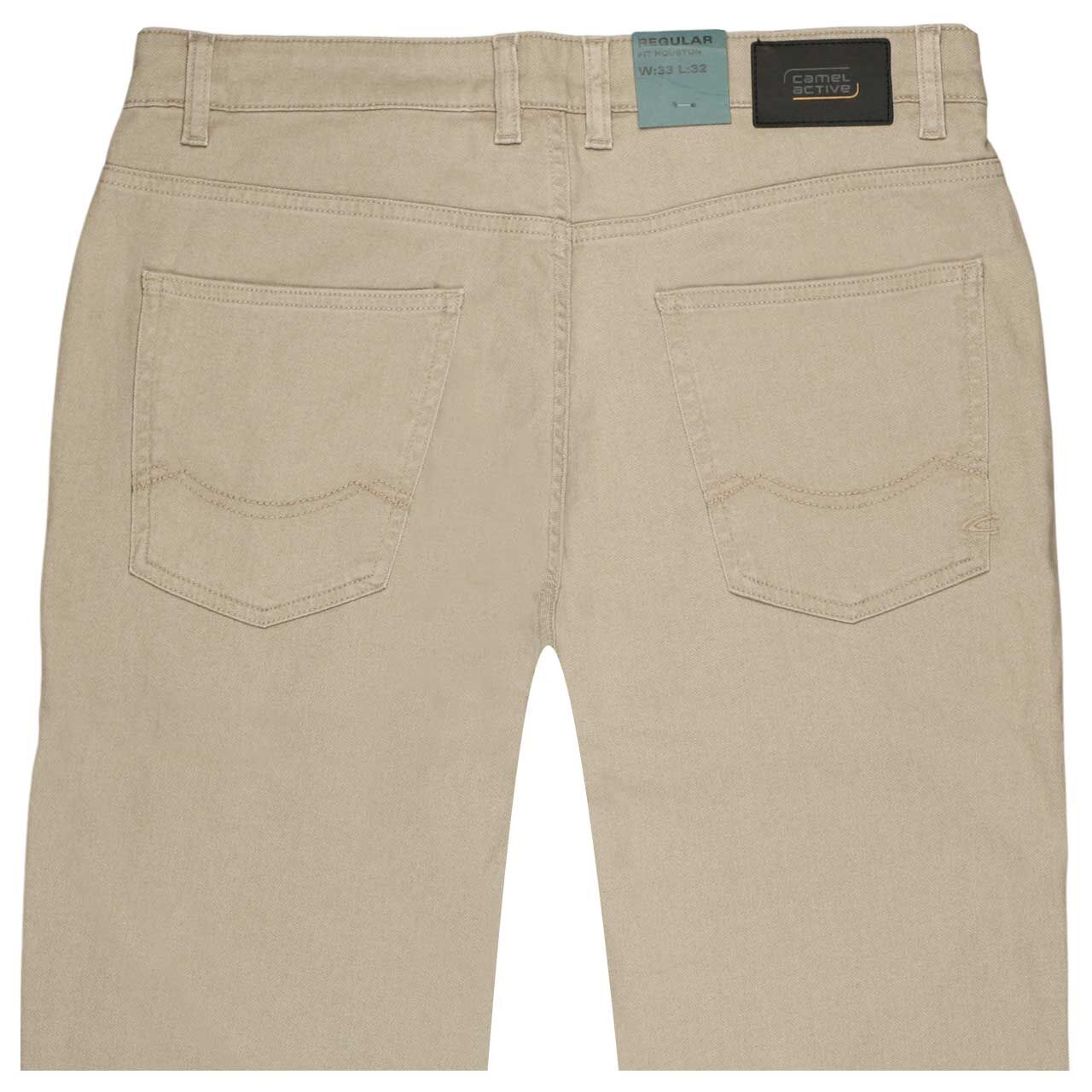 Herren Stretch Baumwollhose Houston von Camel active in Beige, detaillierte Rückansicht