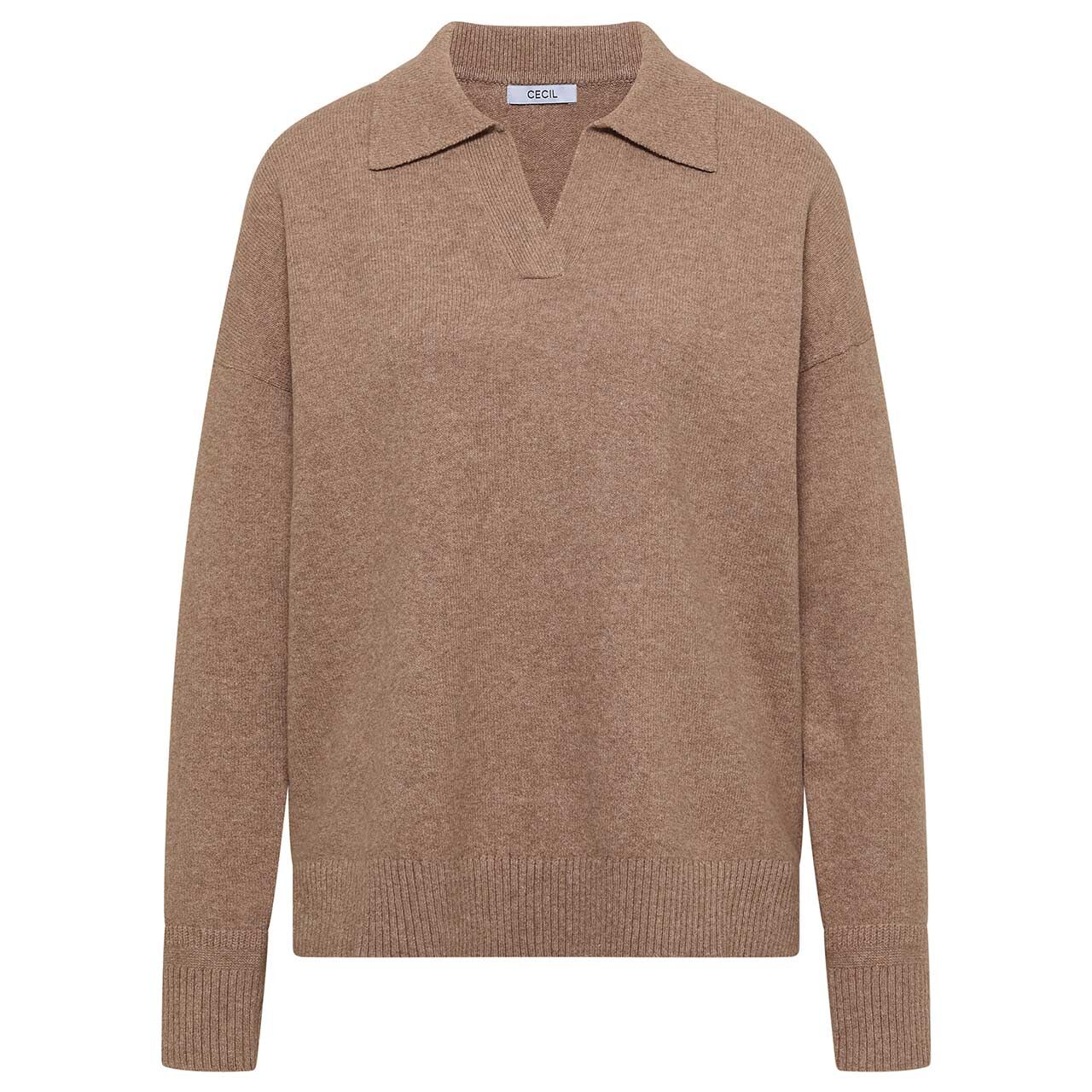 Cecil Damen Polo Pullover Cosy creamy mocha melange