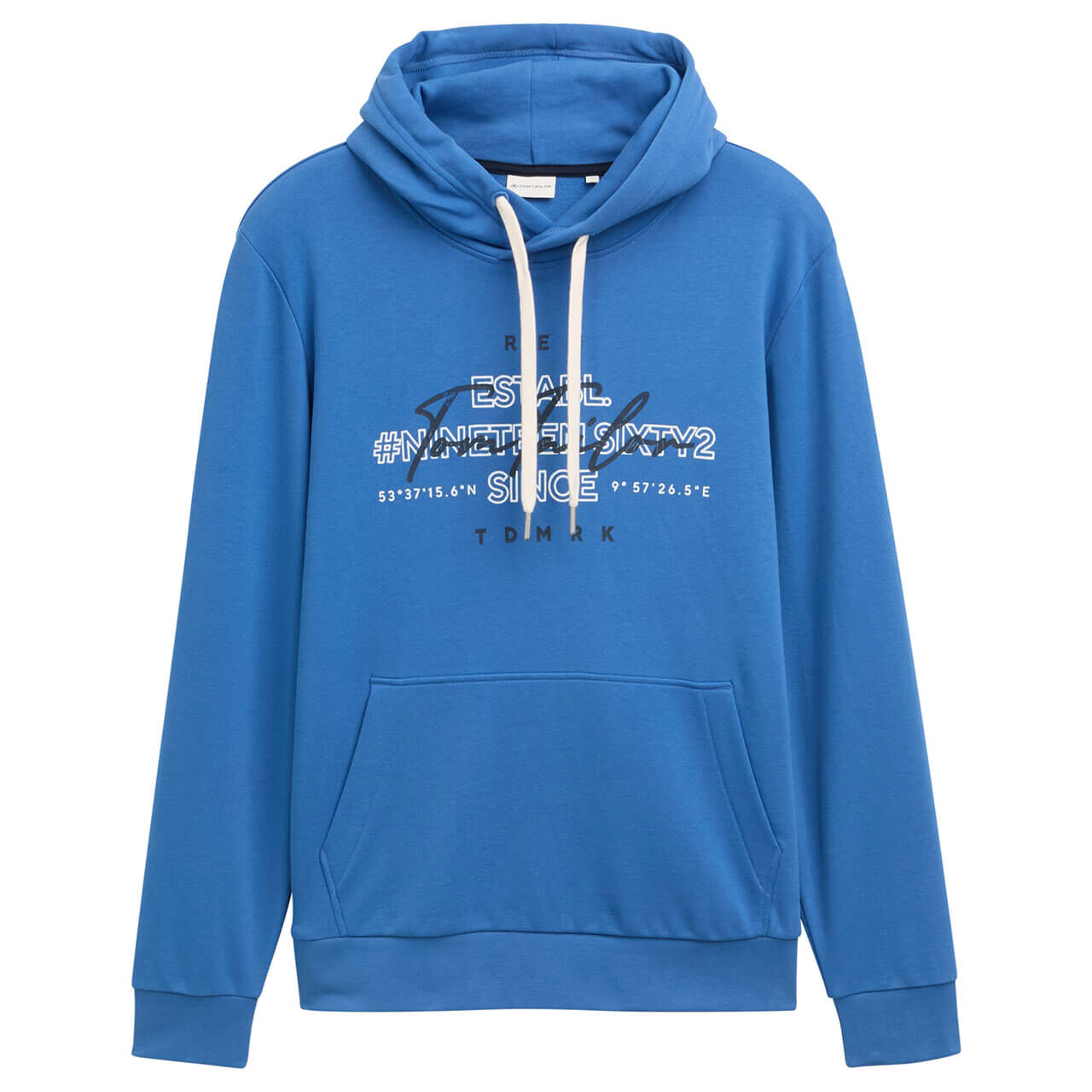 Tom Tailor Herren Hoodie Sweatshirt mid blue printed