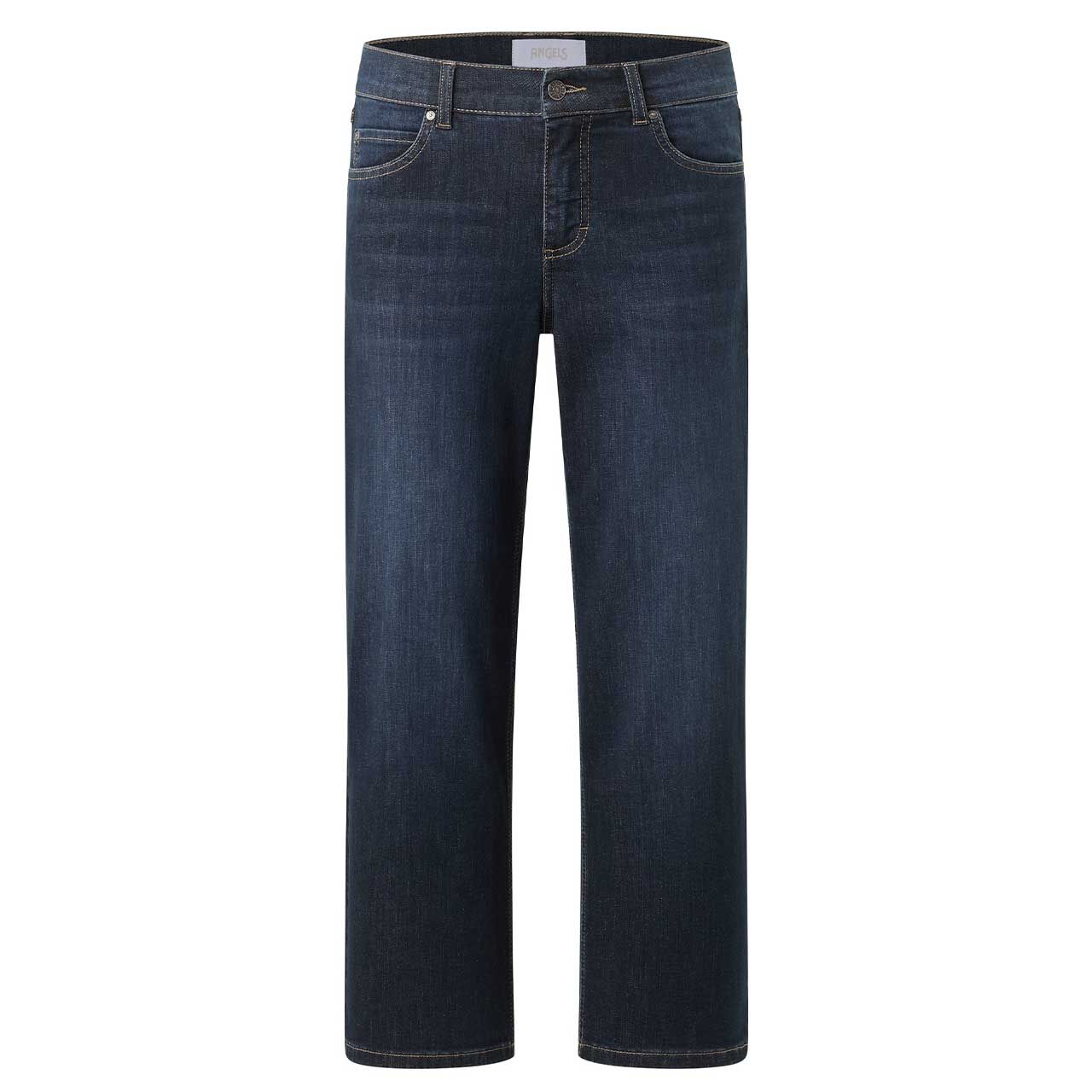 Stretch Damen 3/4 Jeans Linn von Angels in Dunkelblau angewaschen, Vorderansicht