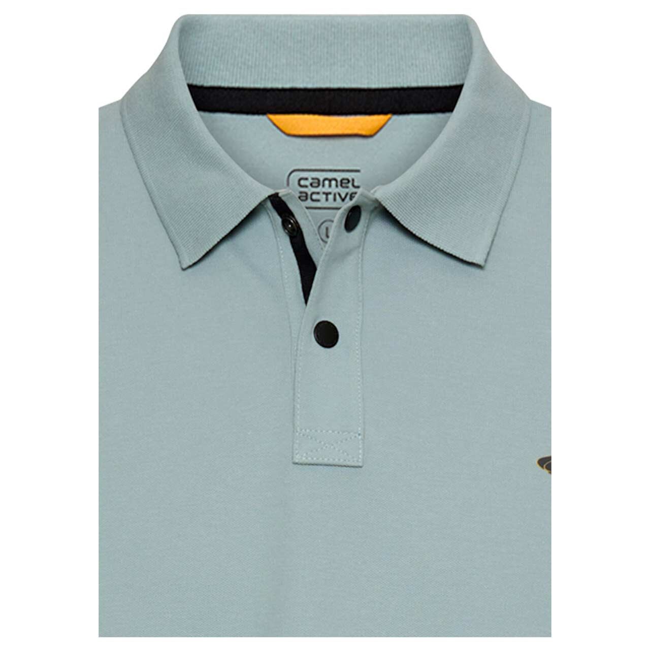 Herren Poloshirt von Camel active in Hellblau, detaillierte Vorderansicht Kragen