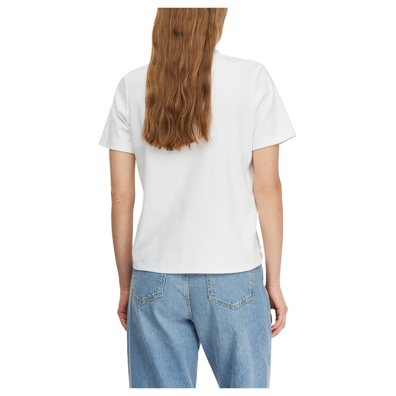 Damen T-Shirt von Comma in Weiß mit Print, Rückansicht am Model