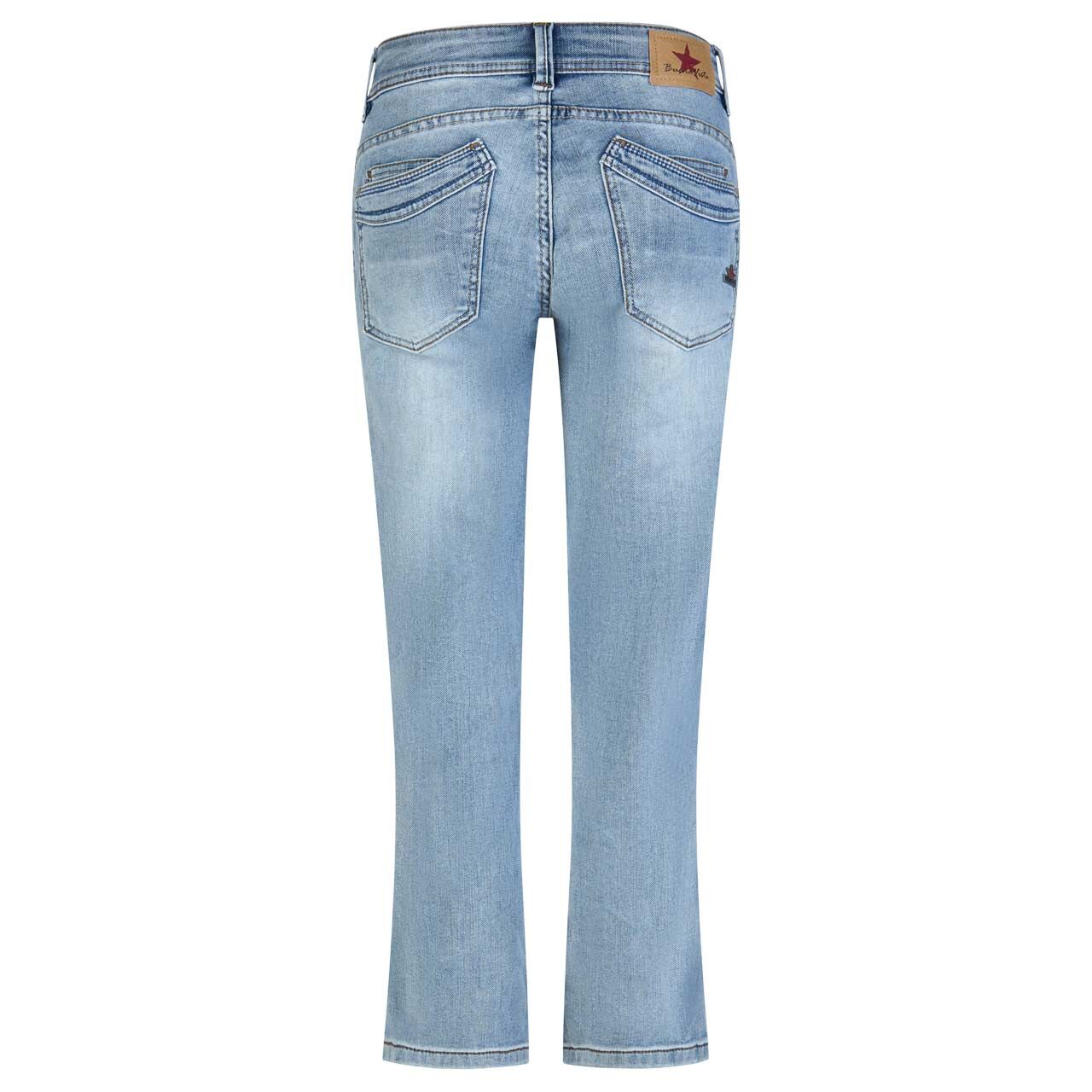 Damenjeans Malibu Straight 7/8 R Stretch Denim in Hellblau angewaschen, Rückansicht