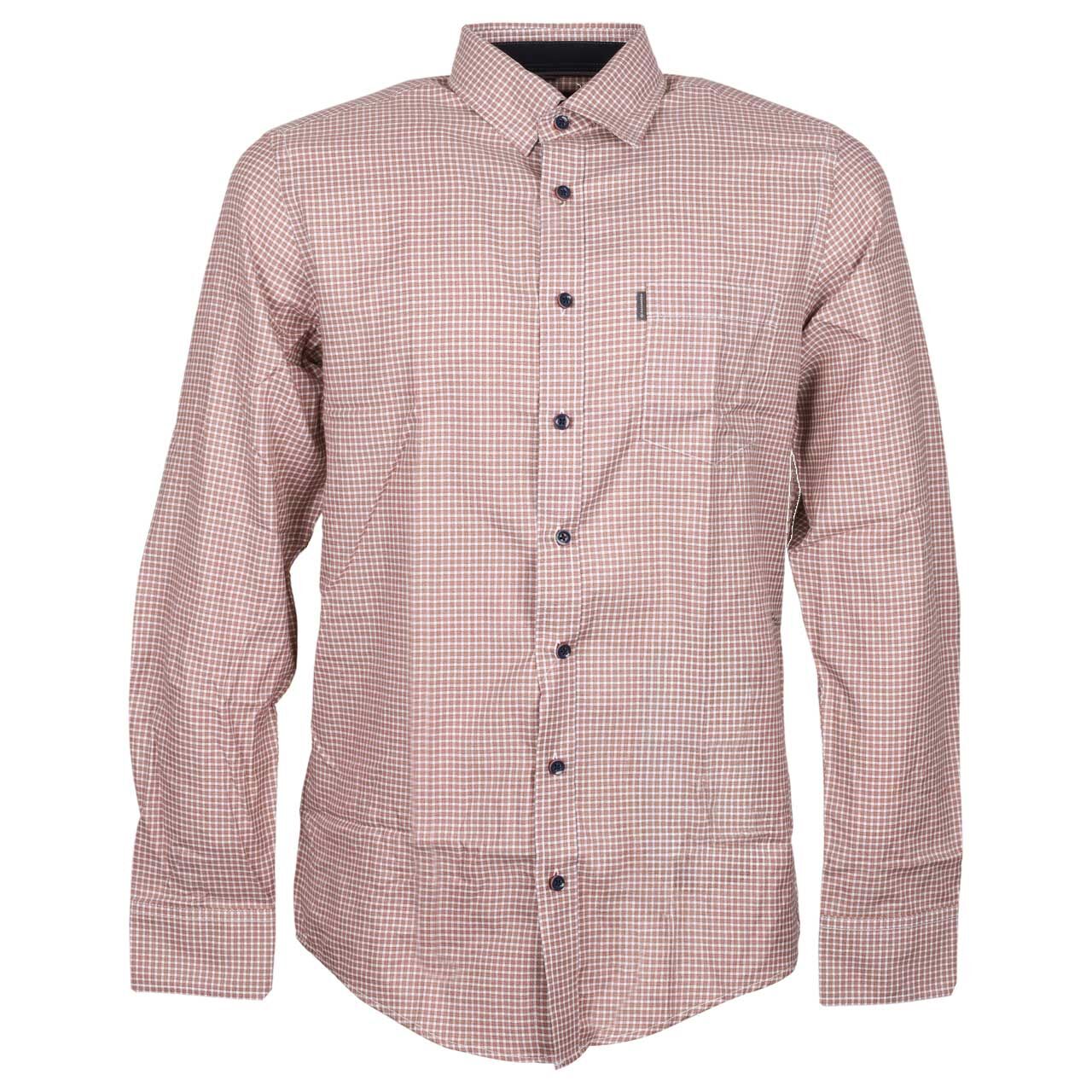 Casa Moda Herren Langarm Hemd orange minimal check