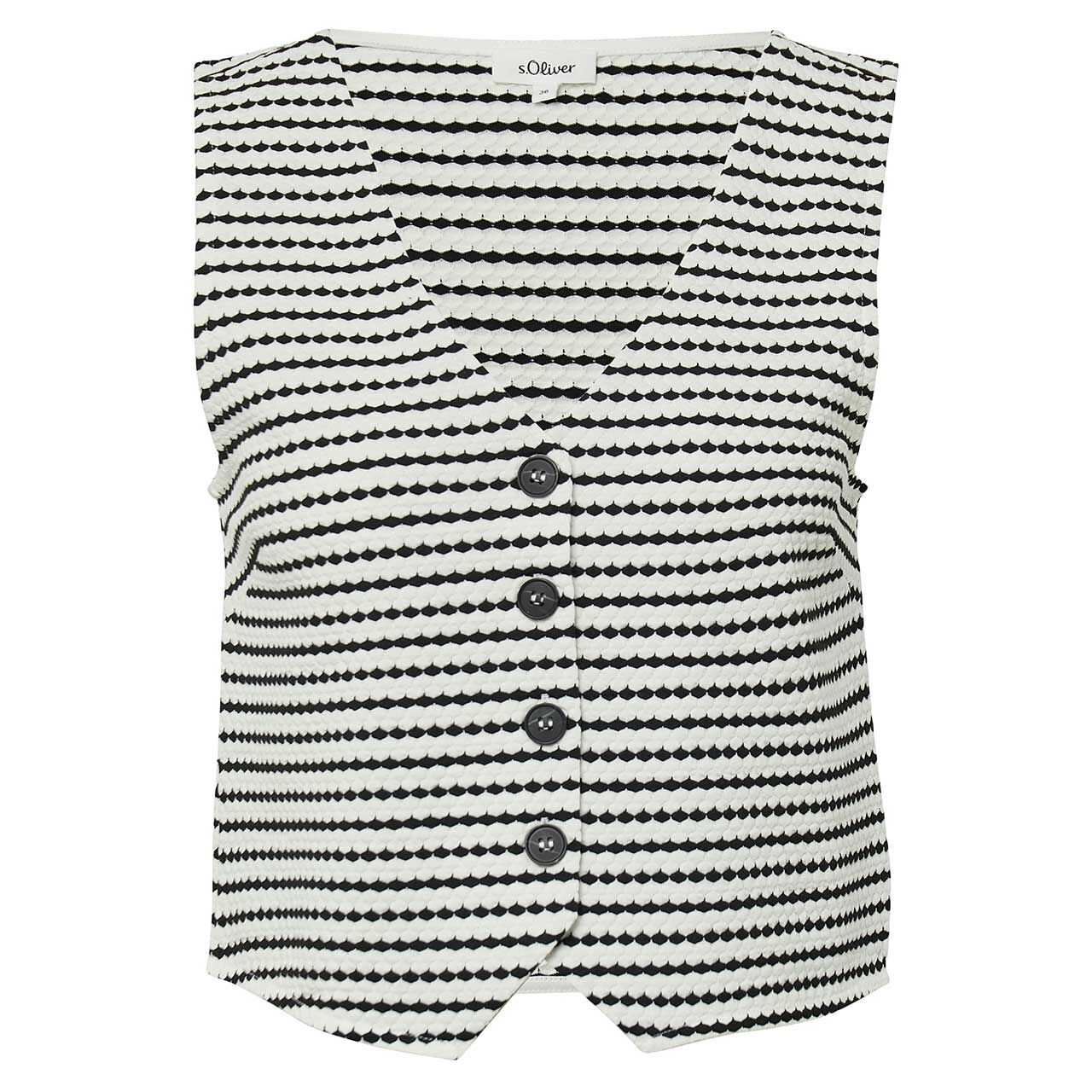 s.Oliver Damen Strickweste white black striped