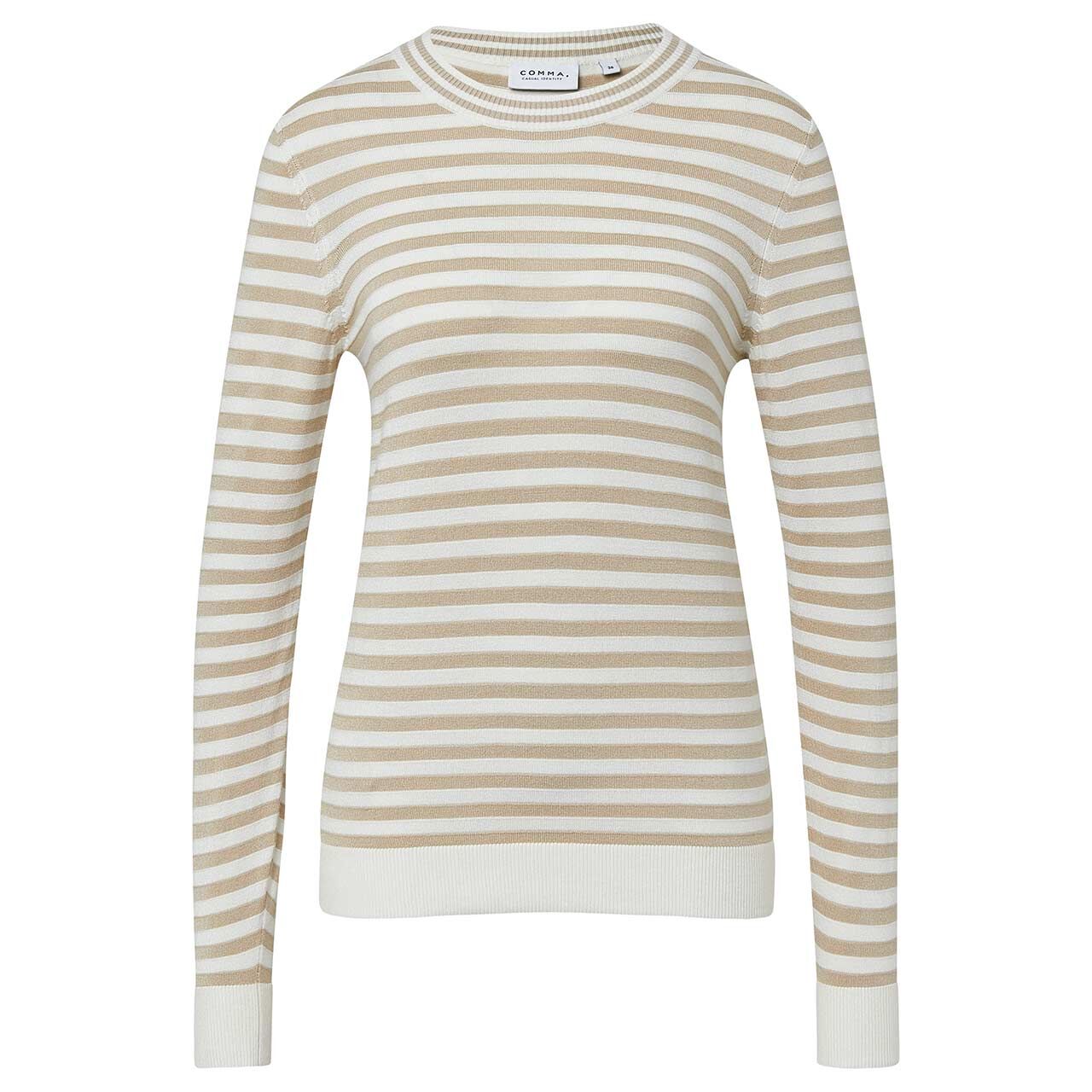 Comma Damen Langarm Shirt knitted stripe cement