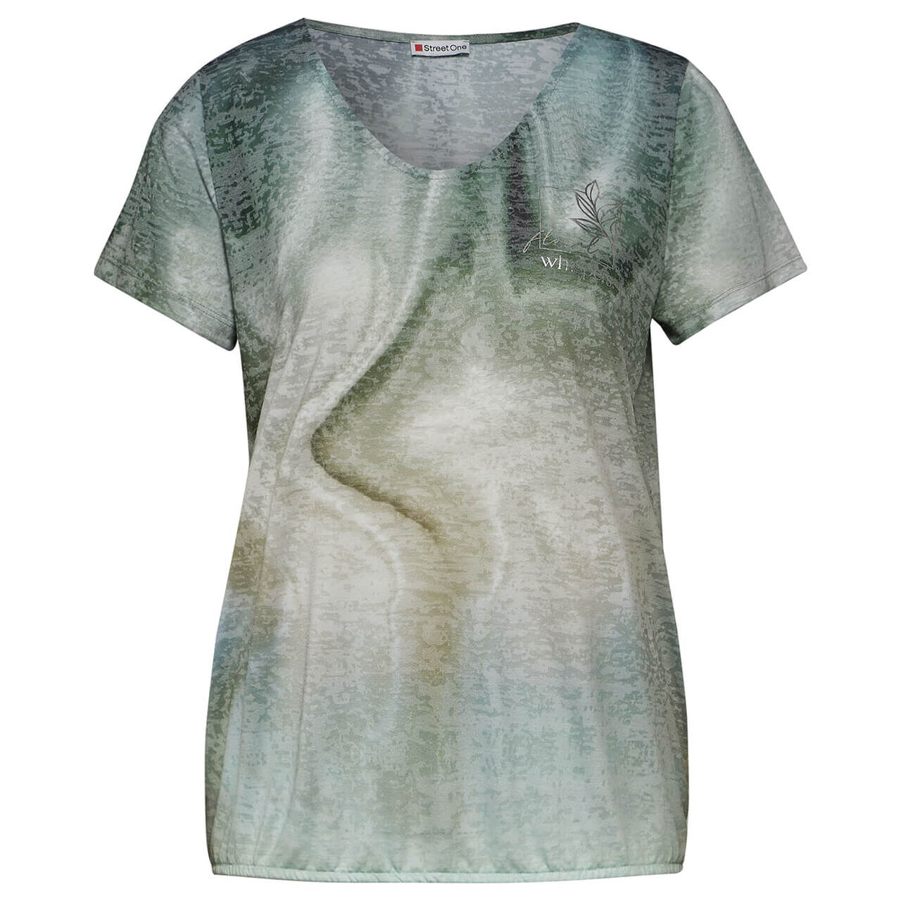 Street One Damen T-Shirt Shadings Burn Dessin soft moss green