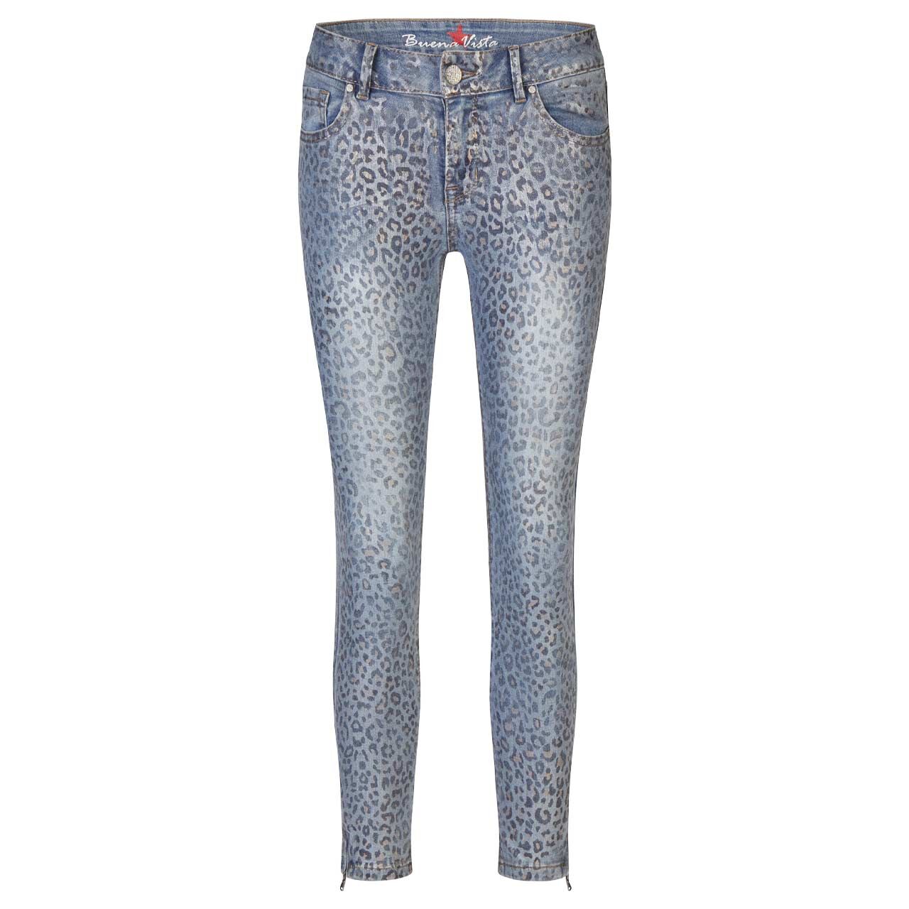Damenjeans Italy V 7/8 Stretch Denim von Buena Vista in Blau angewaschen mit Print, Vorderansicht