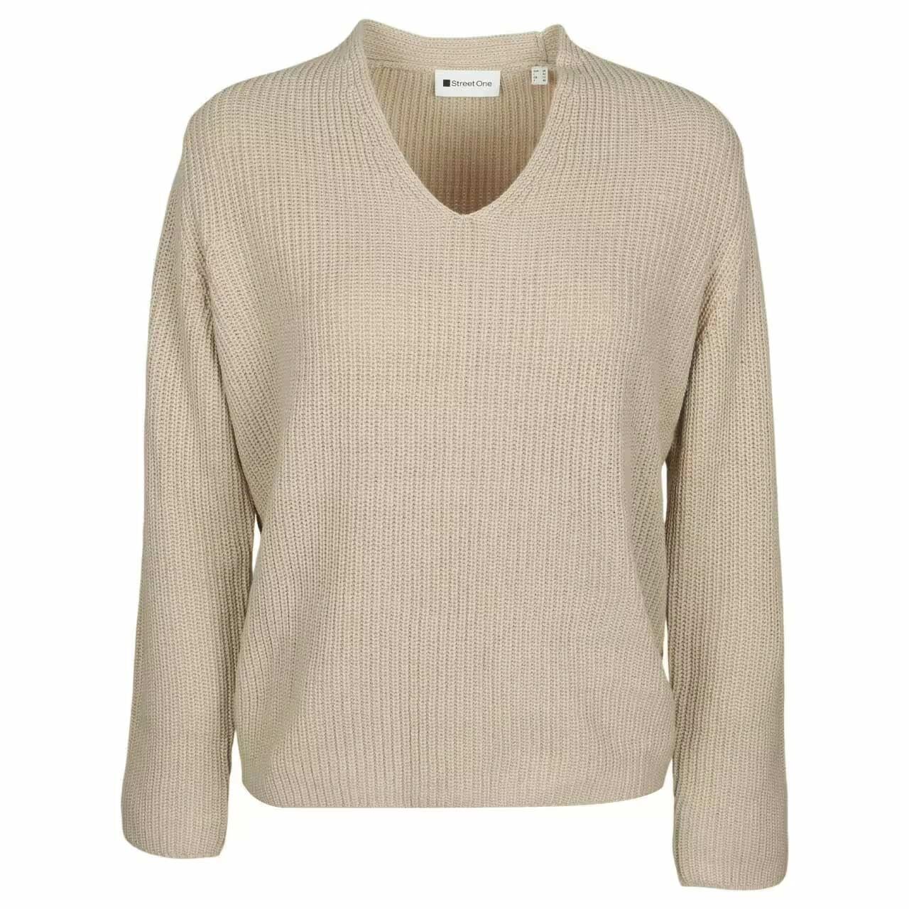 Street One Damen Pullover V-Neck Sweater cotton beige