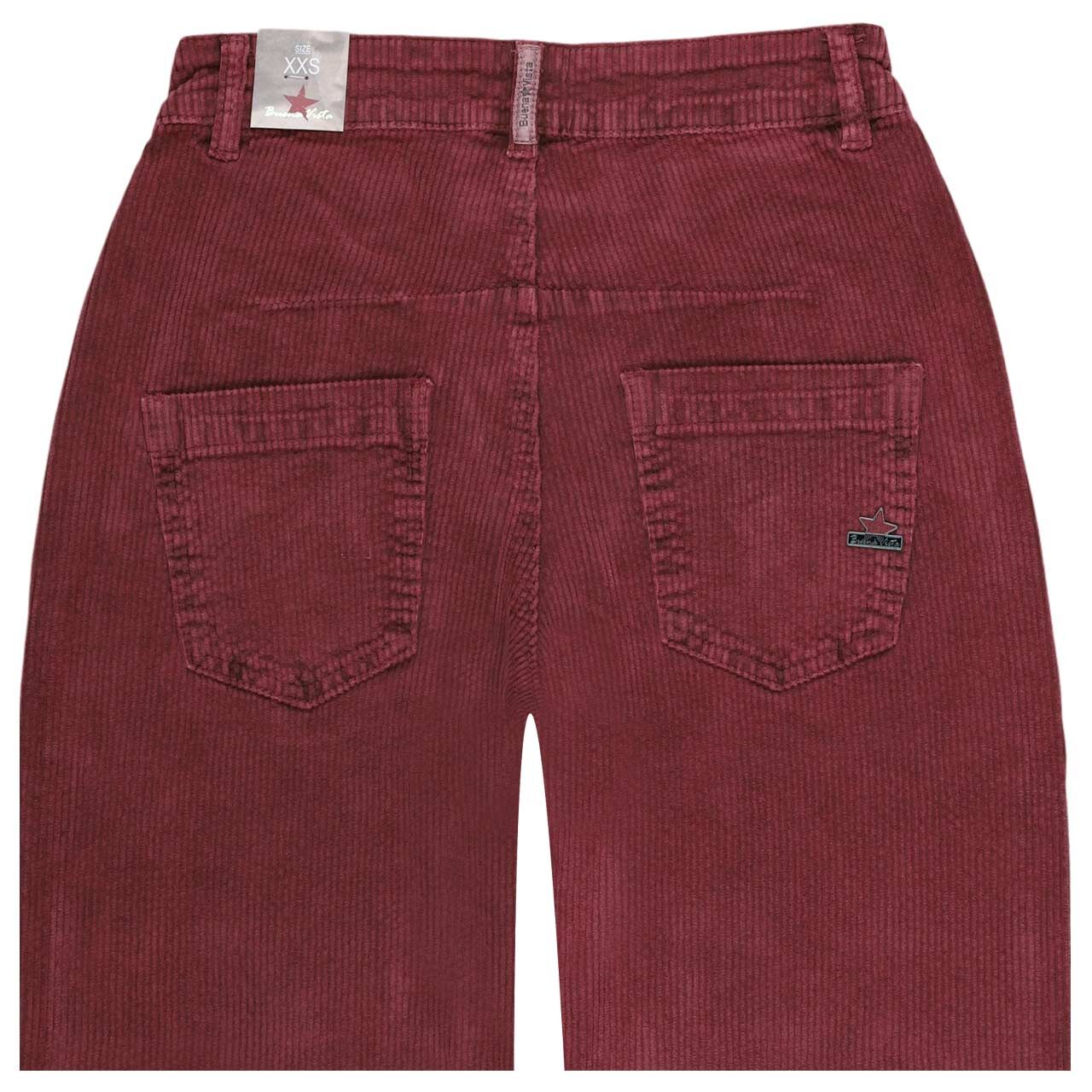 Damen Cordhose Barrel 7/8 Corduroy von Buena Vista in Weinrot, detaillierte Rückansicht