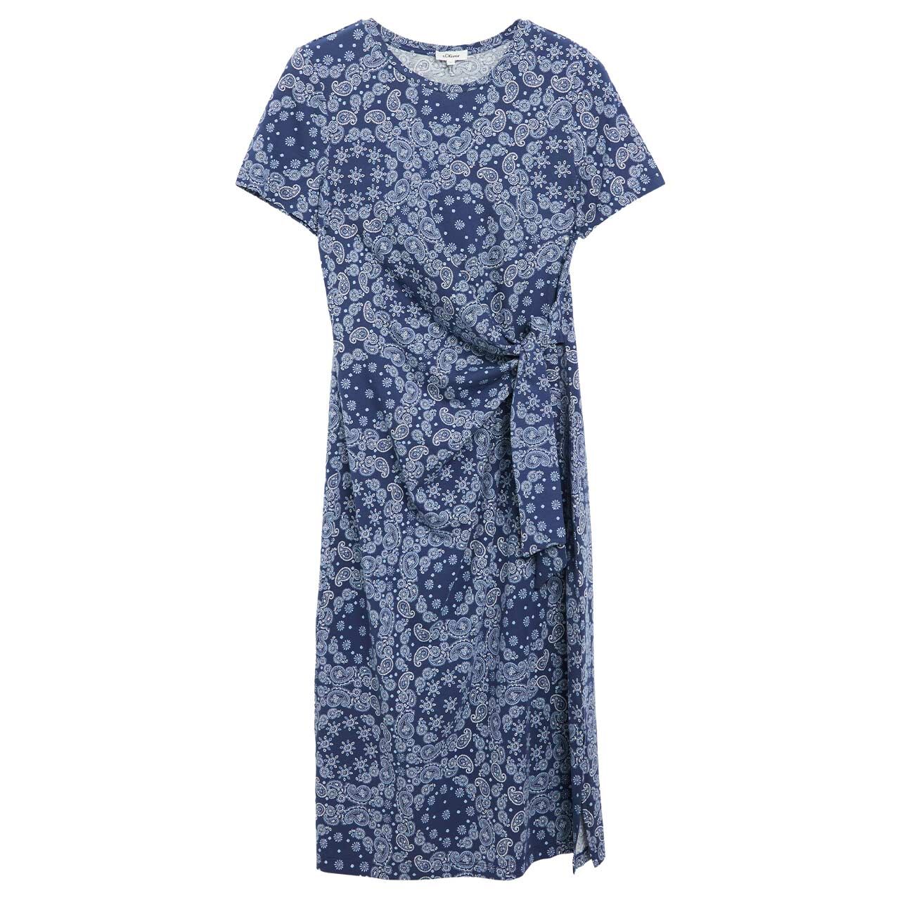s.Oliver Damen Kurzarm Kleid midnight blue allover print