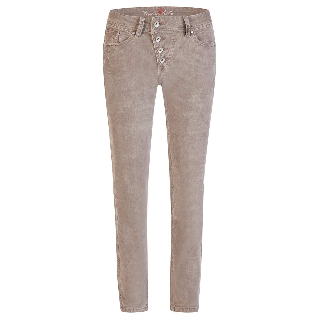 Damen Ankle Hose Malibu Cropped Fine Cord in Greige, Vorderansicht