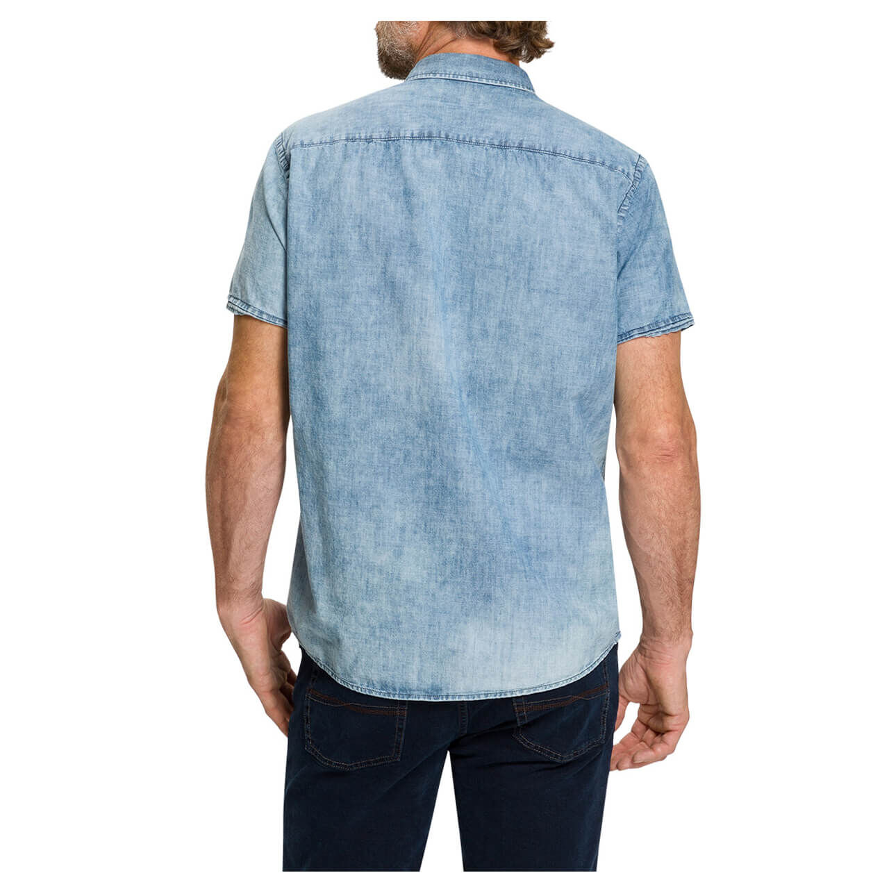 pioneer-hemd-shirt-1-2-kent-blau-6864-ansicht-04 Pioneer 1/2 Arm Hemd für Herren in Jeansblau, FarbNr.: 6864