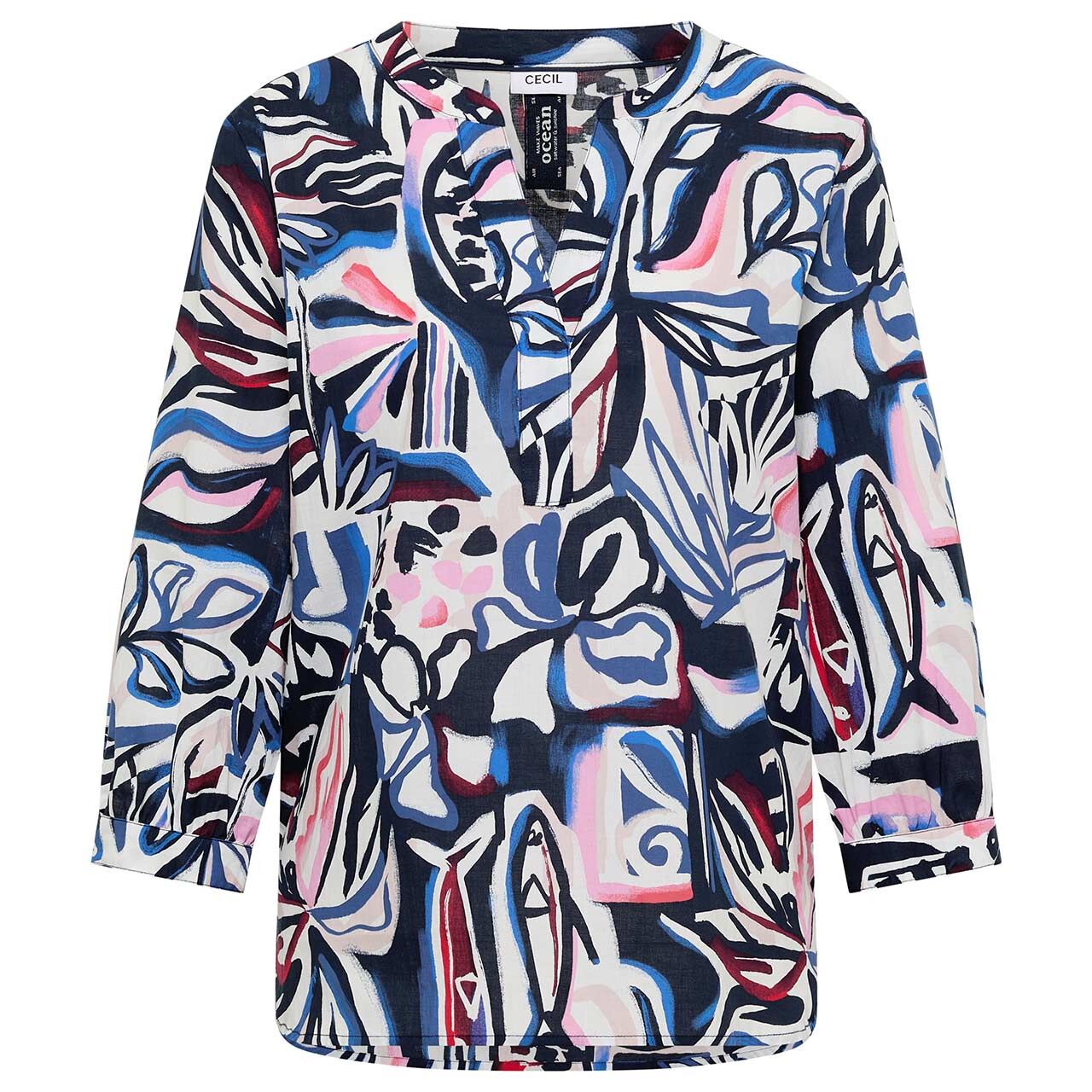 Cecil Damen 3/4 Arm Bluse Cotton Allover universal blue print