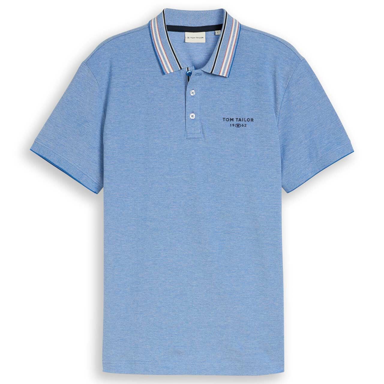 Tom Tailor Herren Poloshirt contrast surf blue melange