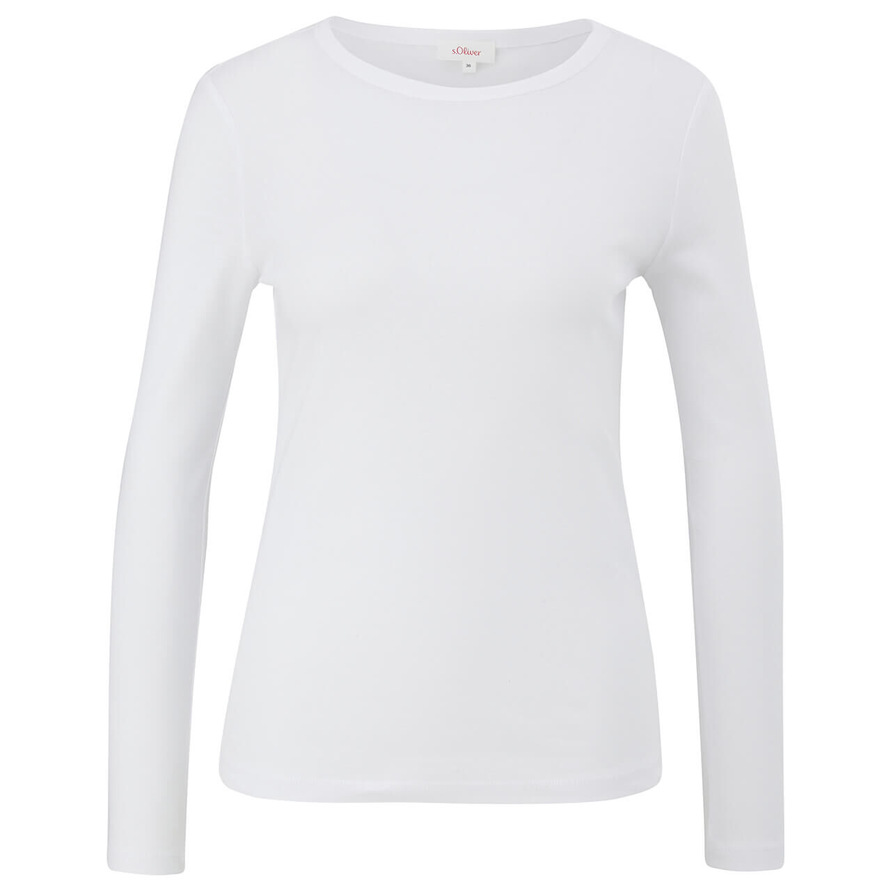 s.Oliver Damen Langarm Shirt shiny white