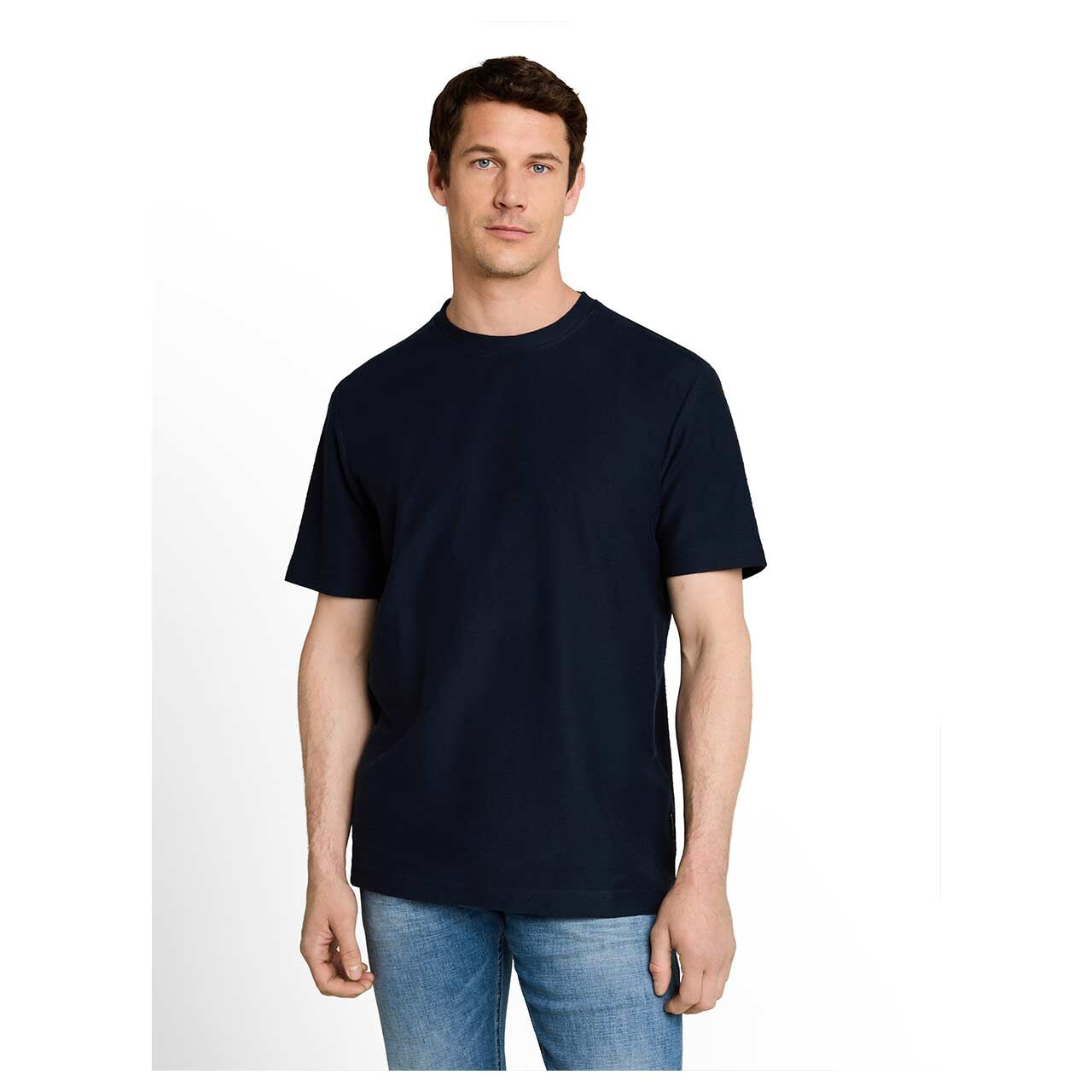 Herren T-Shirt von Tom Tailor in Dunkelblau, Vorderansicht am Model