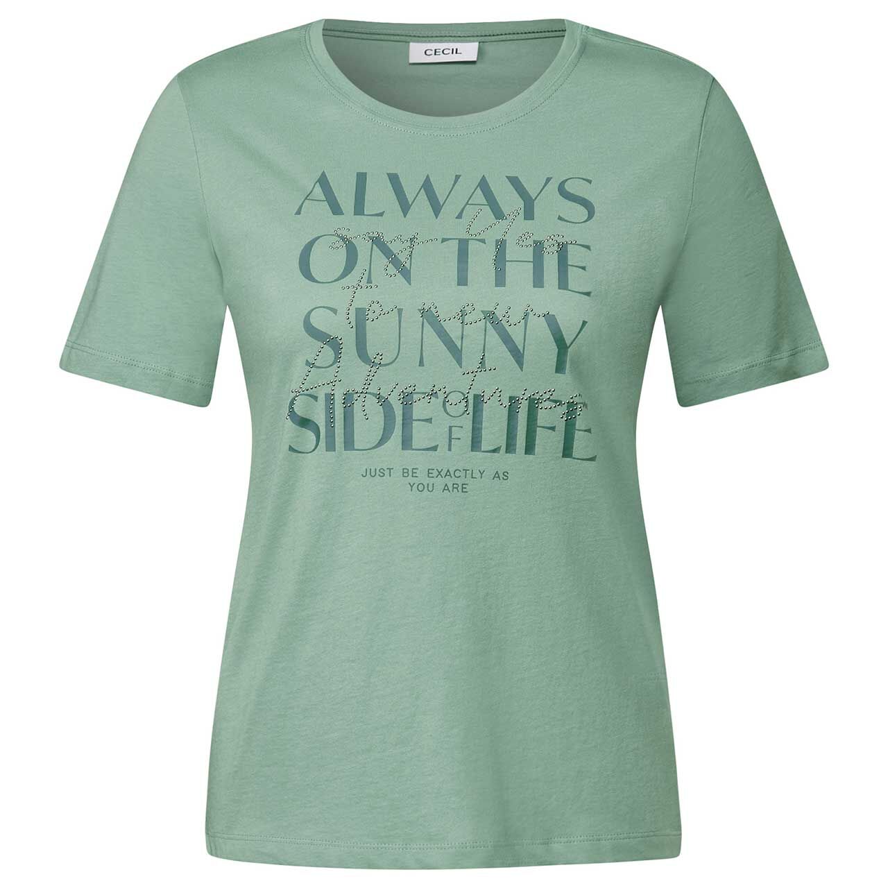 Cecil Damen T-Shirt Glitter Foil Print matcha green