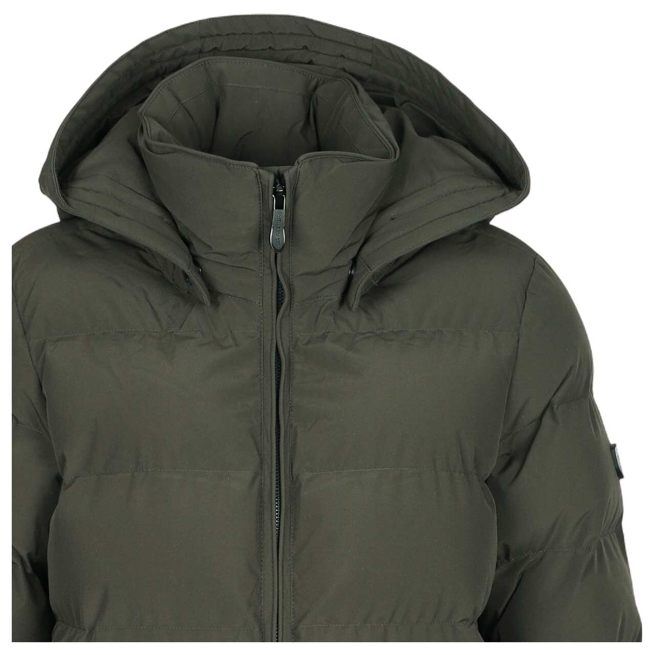 Damen Jacke Goldmine Long von Wellensteyn in Dunkelgrün, detaillierte Vorderansicht