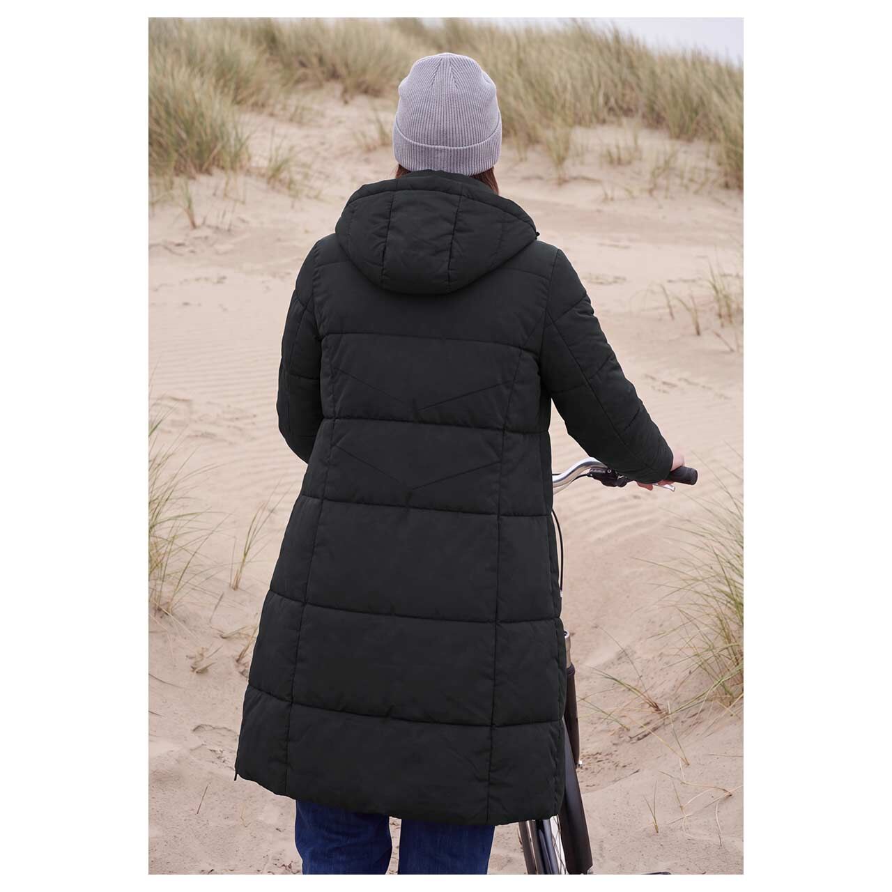 Damen Mantel Long Quilted von Cecil in Schwarz, Rückansicht am Model