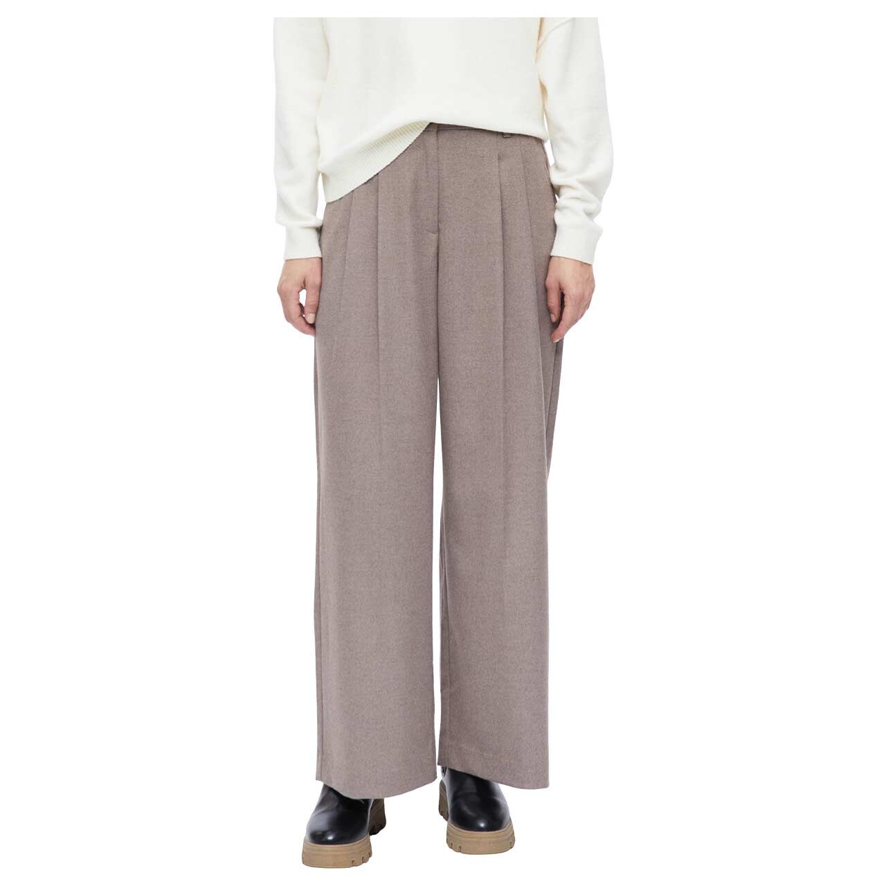 Stretch Damen Wideleg Hose von s.Oliver in Braun meliert, Vorderansicht am Model