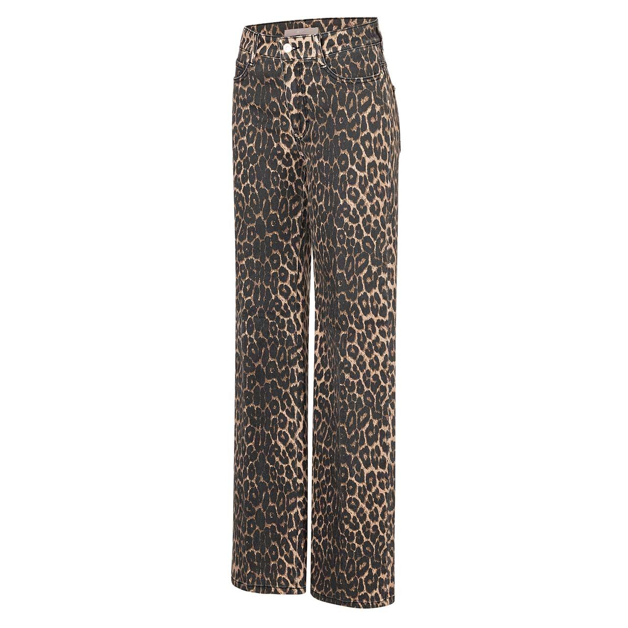 Stretch Damenjeans Wide von MAC in Braun mit Print, Seitenansicht
