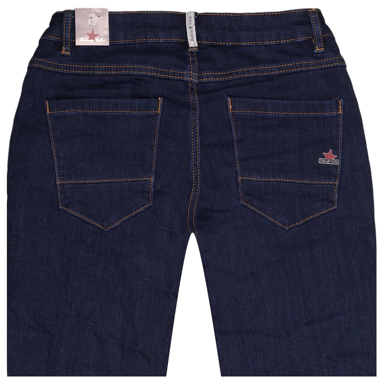 Damen Ankle Jeans Anna C Cropped Soft Warming von Buena Vista in Dunkelblau angewaschen, detaillierte Rückansicht