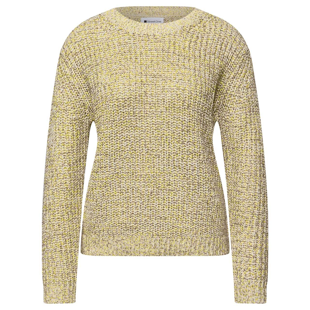 Street One Damen Pullover Tape Yarn Multicolor Sweater cotton yellow beige melange