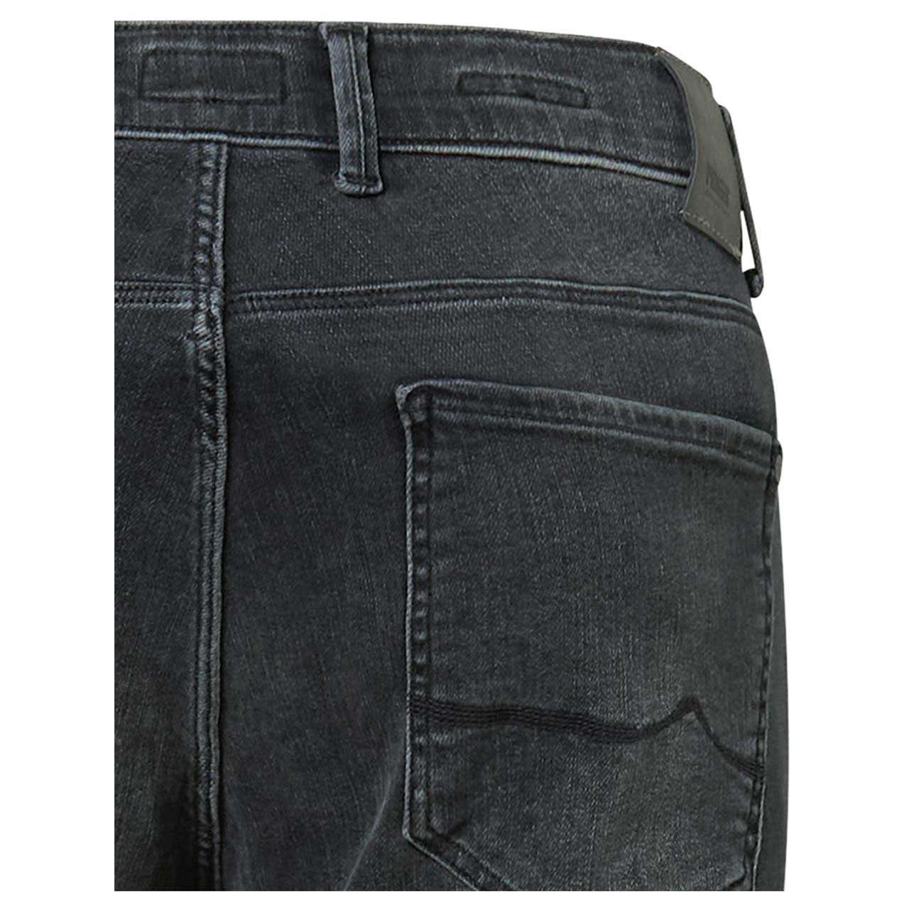 Stretch Herrenjeans Eric Megaflex in Grau verwaschen von Pioneer, Nahaufnahme Bund hinten