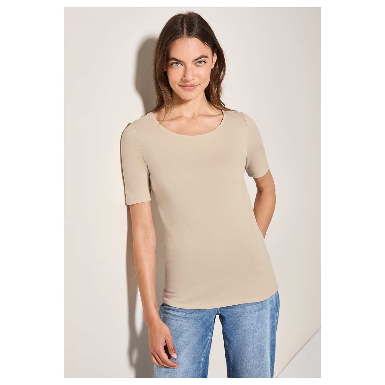 Cecil Damen T-Shirt Lena smooth sand beige