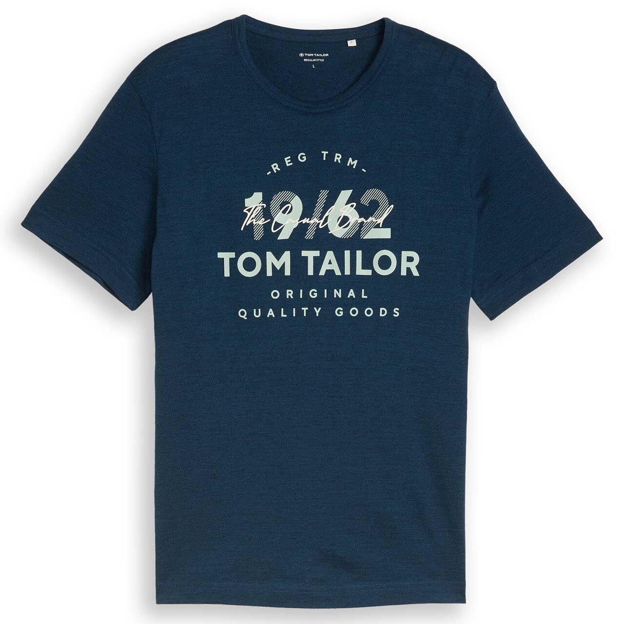 Tom Tailor Herren T-Shirt Fine Stripe navy blue petrol injected melange printed