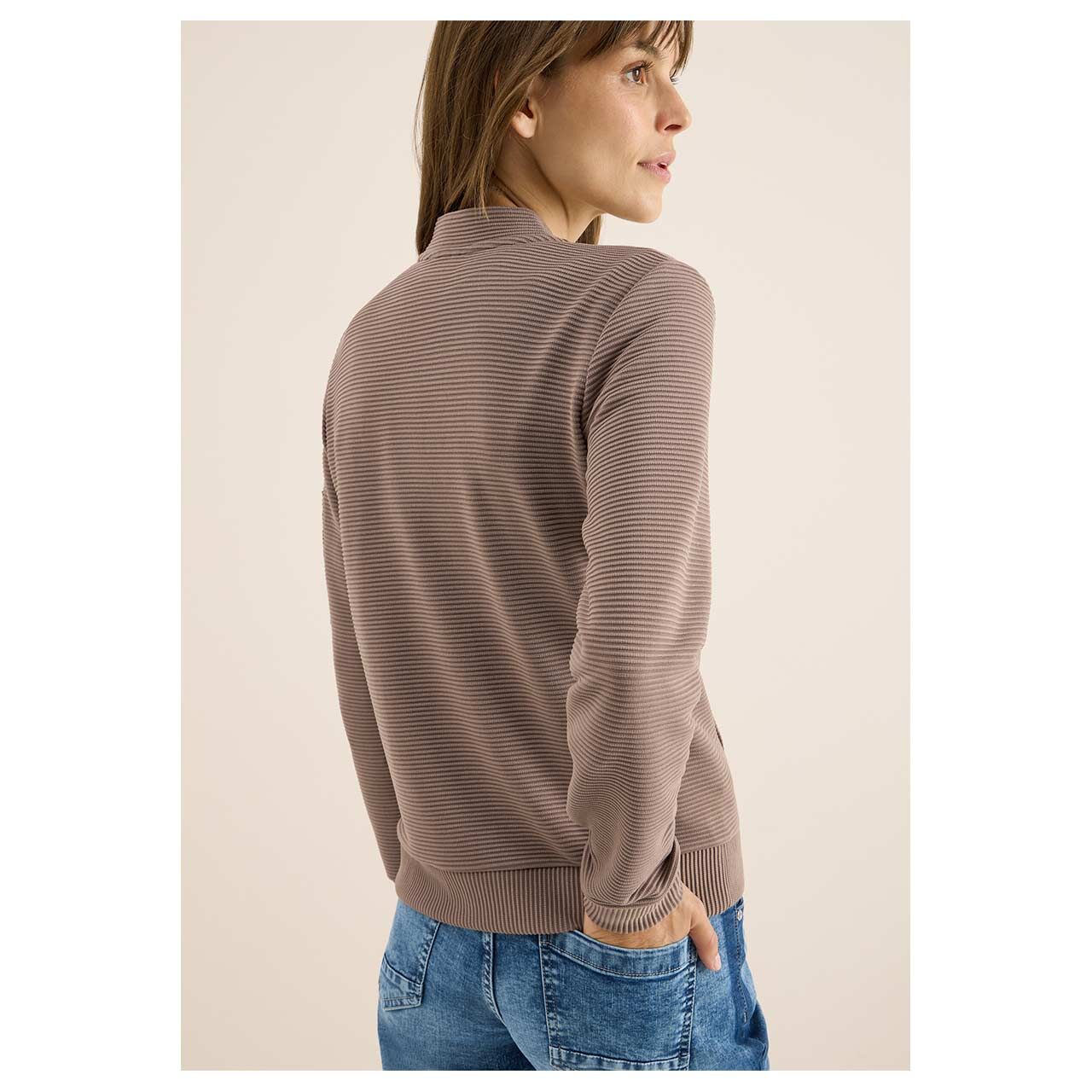 Damen Sweatjacke Ottoman von Cecil in Braun, Rückansicht mit Model