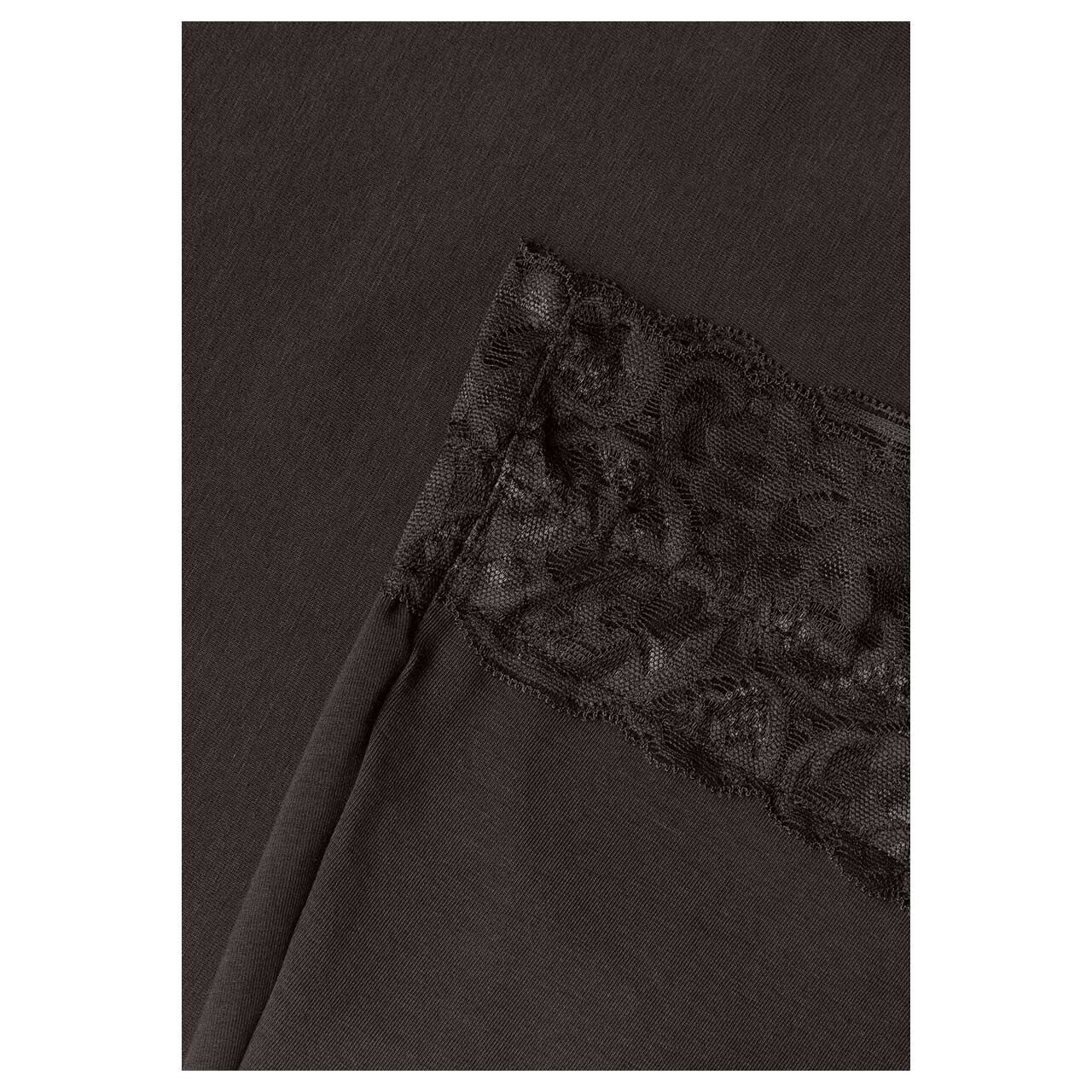 Street One Damen Top Basic Lace Cuff black coffee