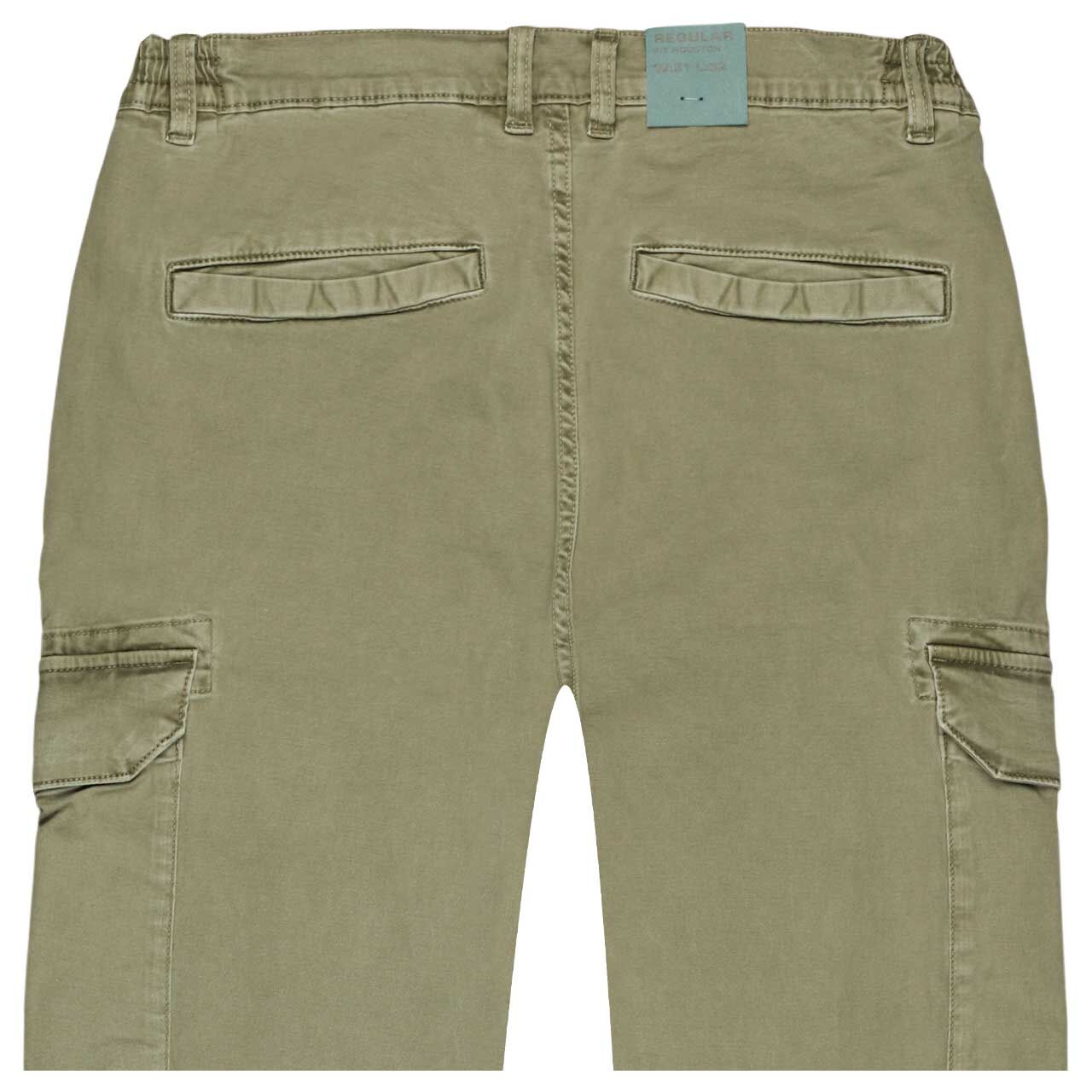 Herren Stretch Baumwollhose Houston von Camel active in Olivgrün, detaillierte Rückansicht