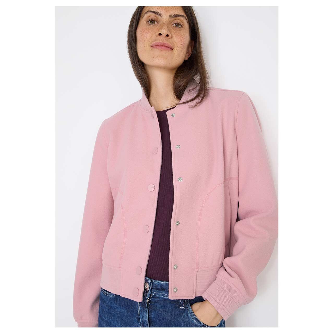 Damenjacke Fake Wool Blouson von Cecil in Rosa, Vorderansicht am Model