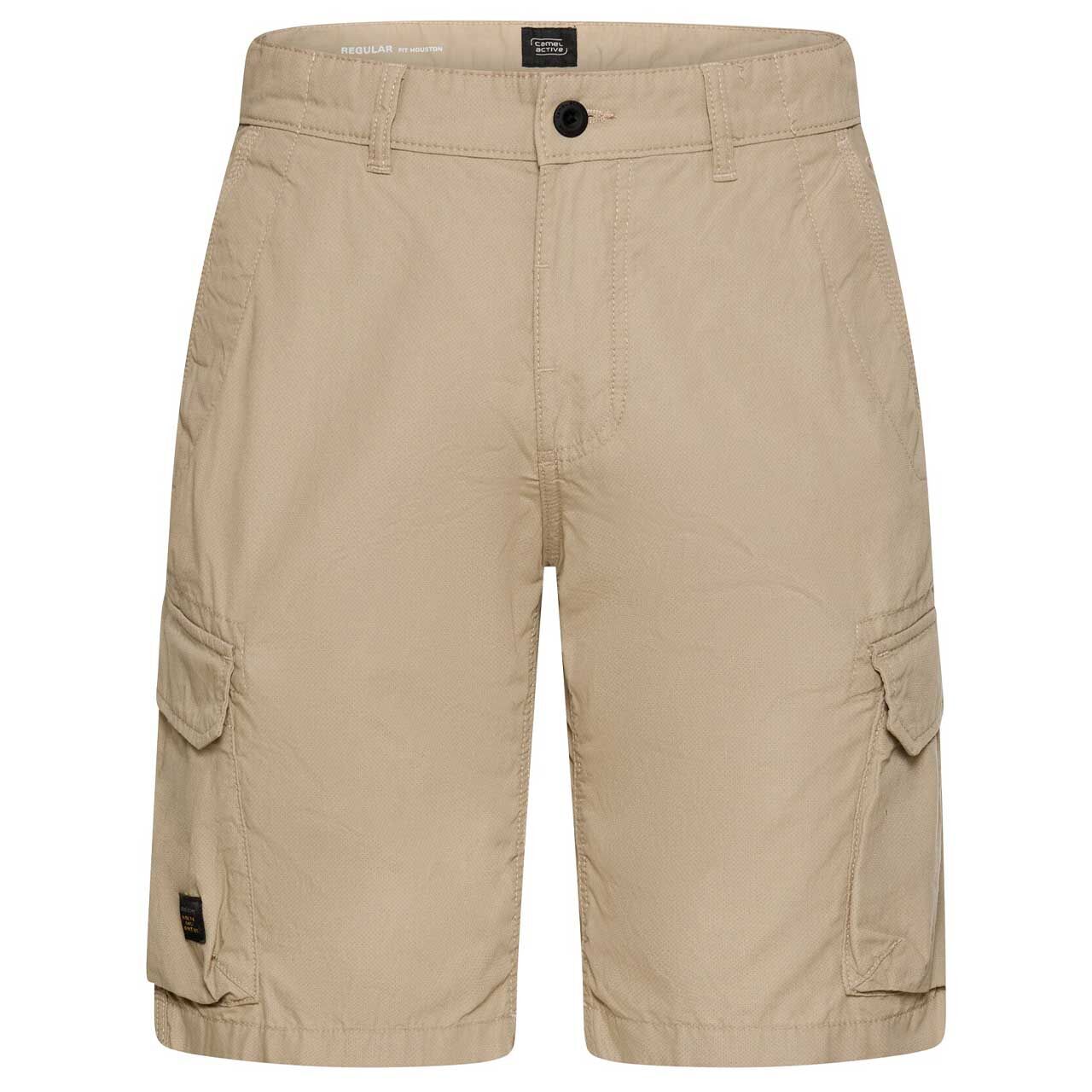 Herren Cargo Chino Baumwoll Bermuda Houston von Camel active in Beige mit Print, Vorderansicht