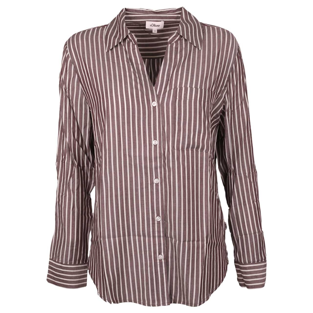 s.Oliver Damen 3/4 Arm Bluse burgundy stripe