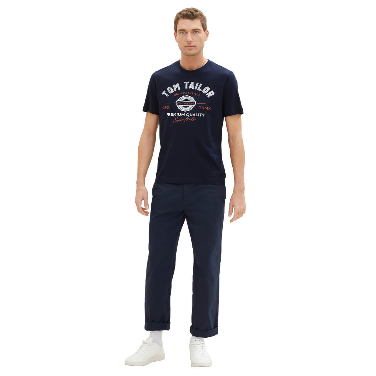 Tom Tailor Herren T-Shirt sky captain blue logo print