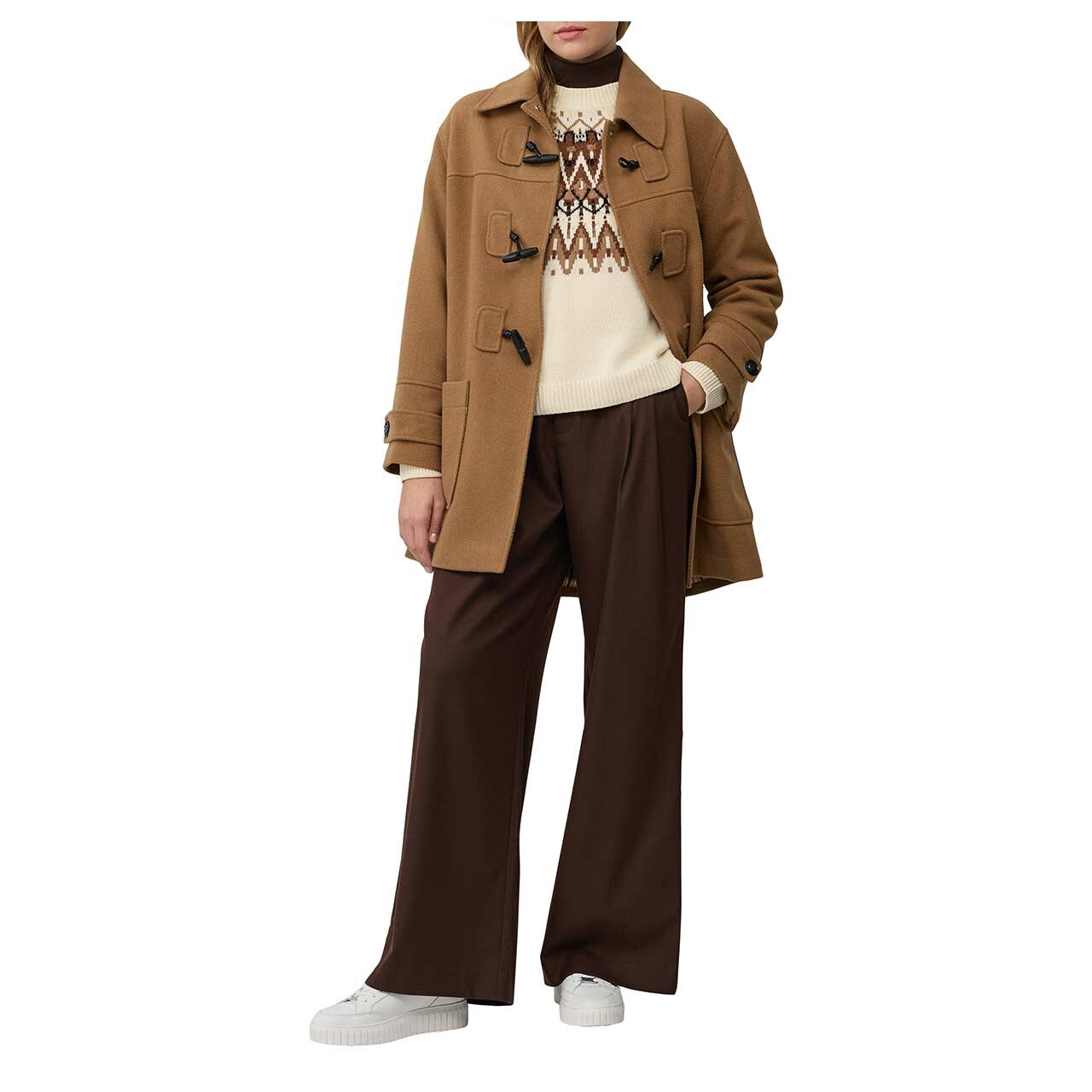 s.Oliver Damen Pullover in Cremeweiß mit Print, Ganzkörperansicht am Model