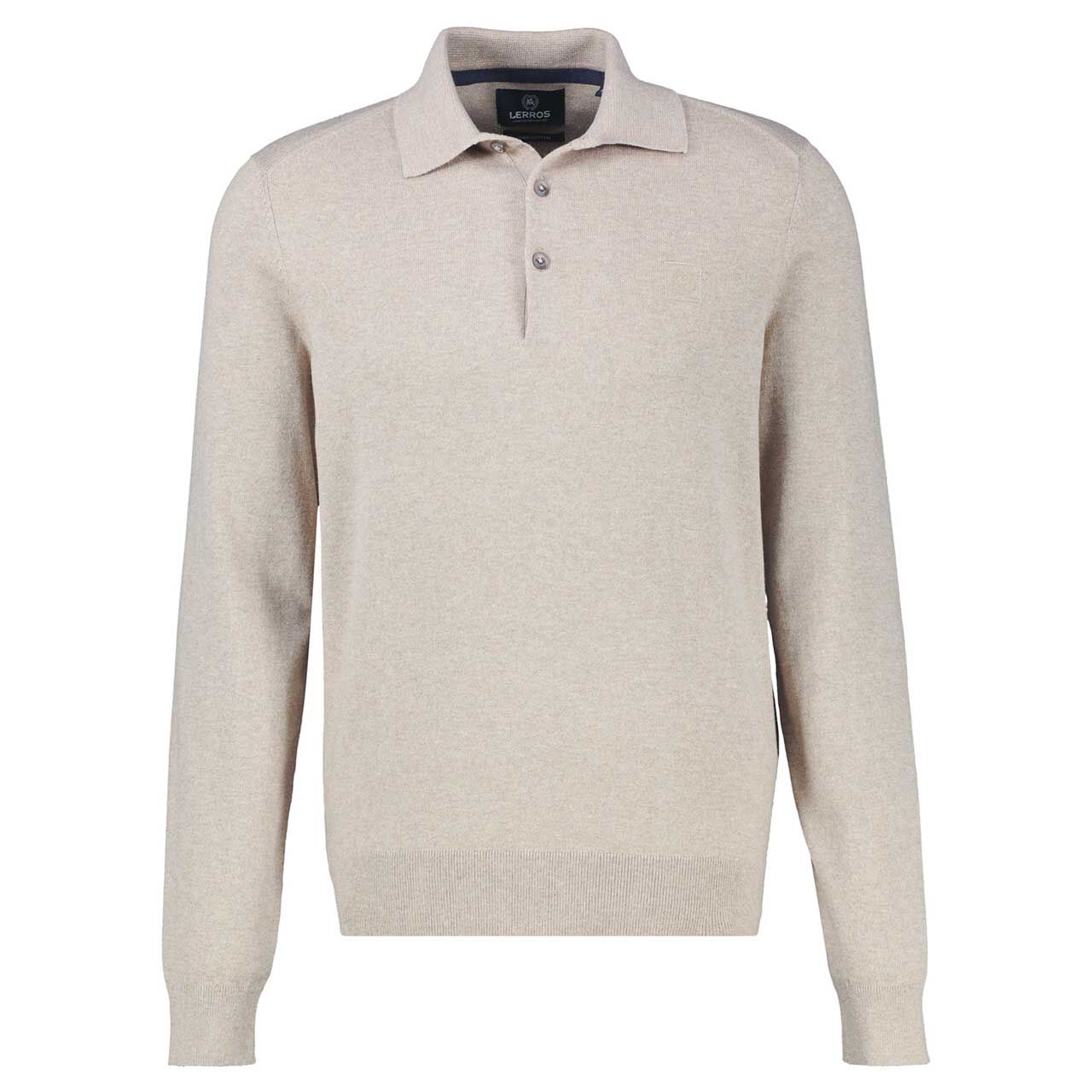 Lerros Herren Polo Pullover Knit gravel beige melange