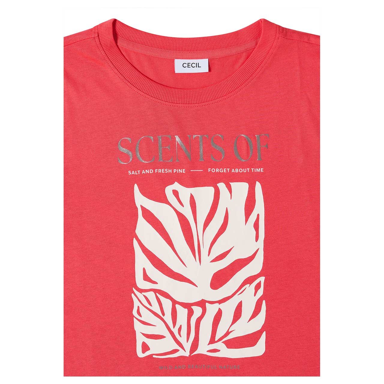 Cecil Damen T-Shirt Monstera Print coral