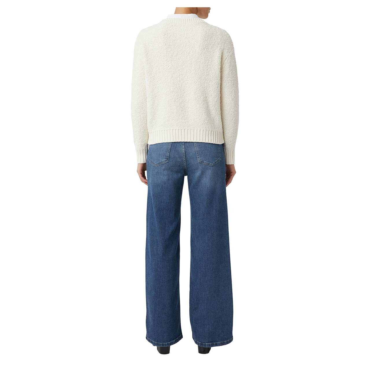 Damen Pullover von Comma in Cremeweiß, Rückansicht Model
