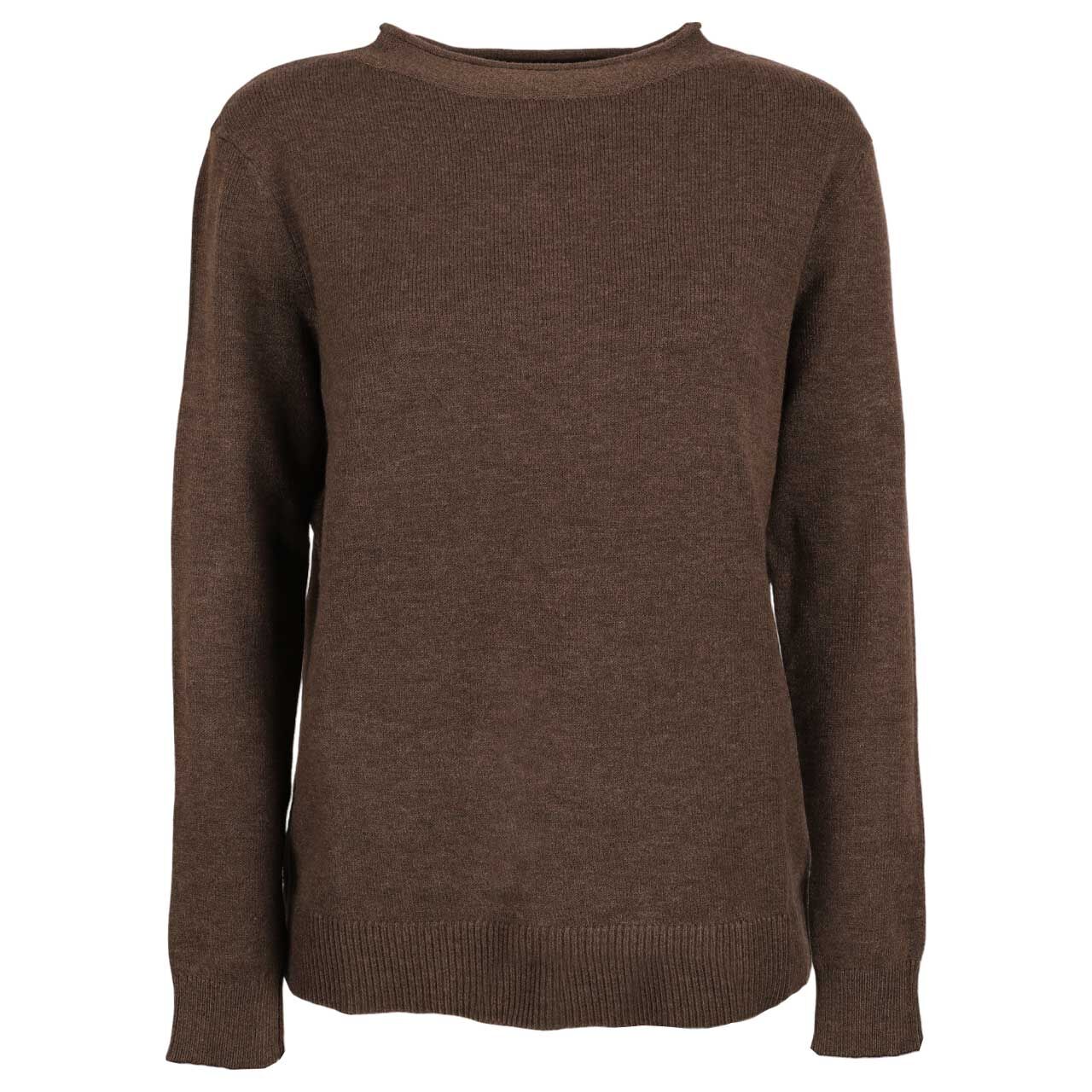 Street One Damen Pullover Rolled Edge Collar dark nomad brown melange