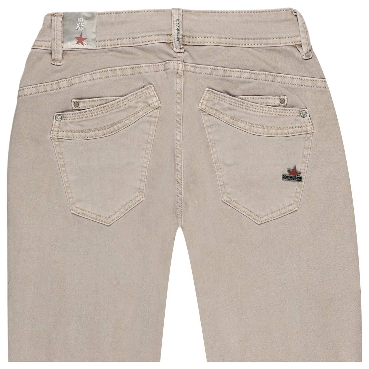 Damen Ankle Baumwollhose Malibu Cropped Stretch Twill von Buena Vista in Beige, Rückansicht Detail