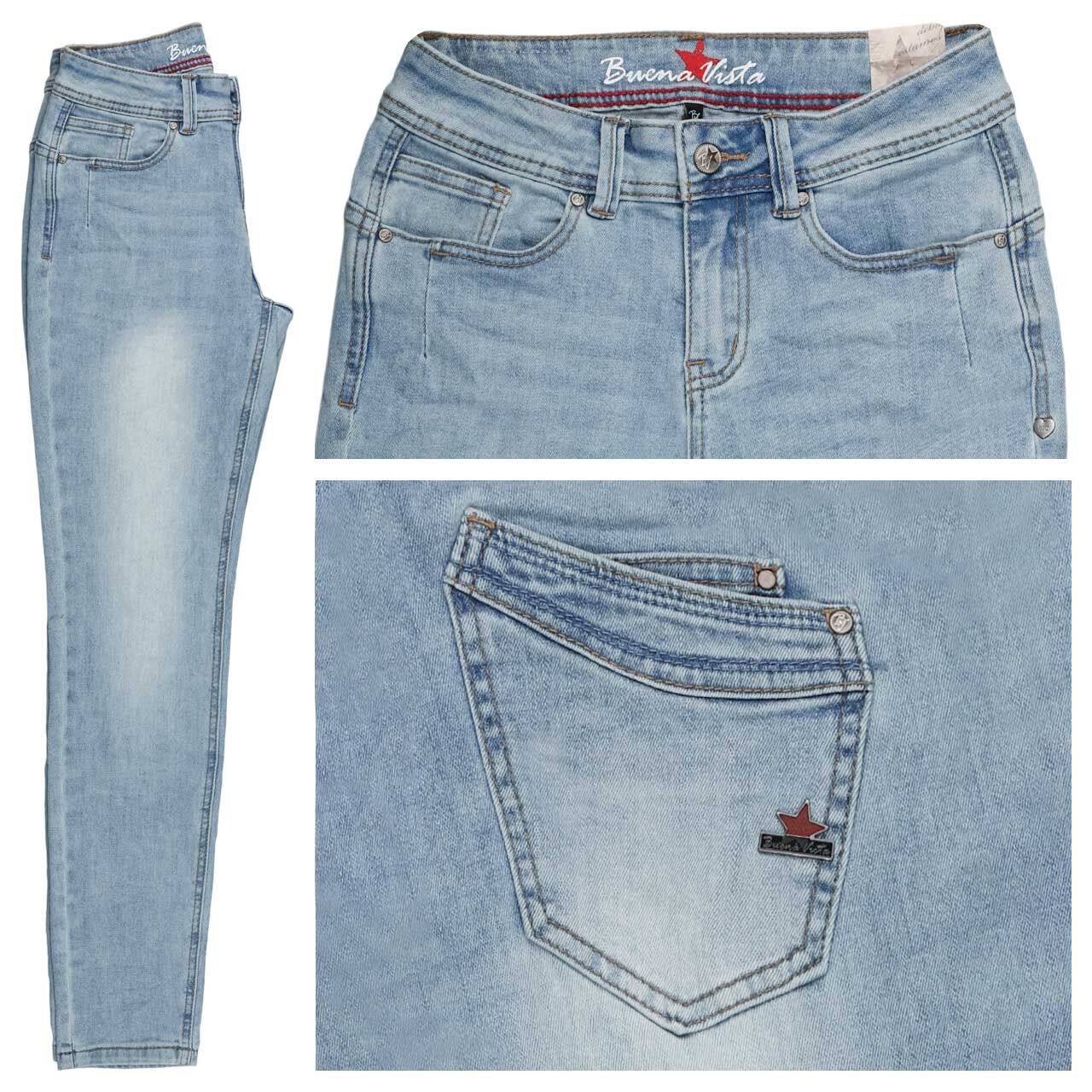 Buena Vista Malibu-Zip High Cropped Stretch Denim Ankle Jeans bleach denim