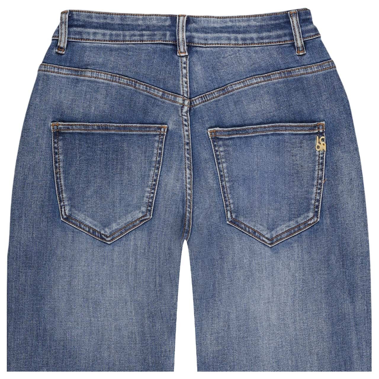 Lollipop 7/8 Jeans von Senoritas ICON in Blau angewaschen, detaillierte Rückansicht
