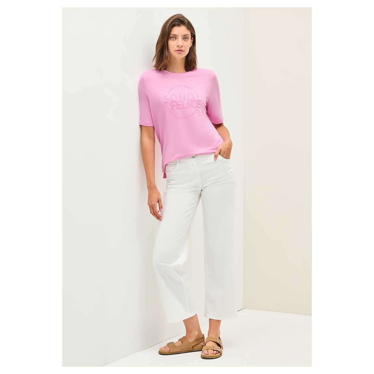 Damen T-Shirt Sono Felice von Cecil in Rosa, Ganzkörperansicht Outfit Modell