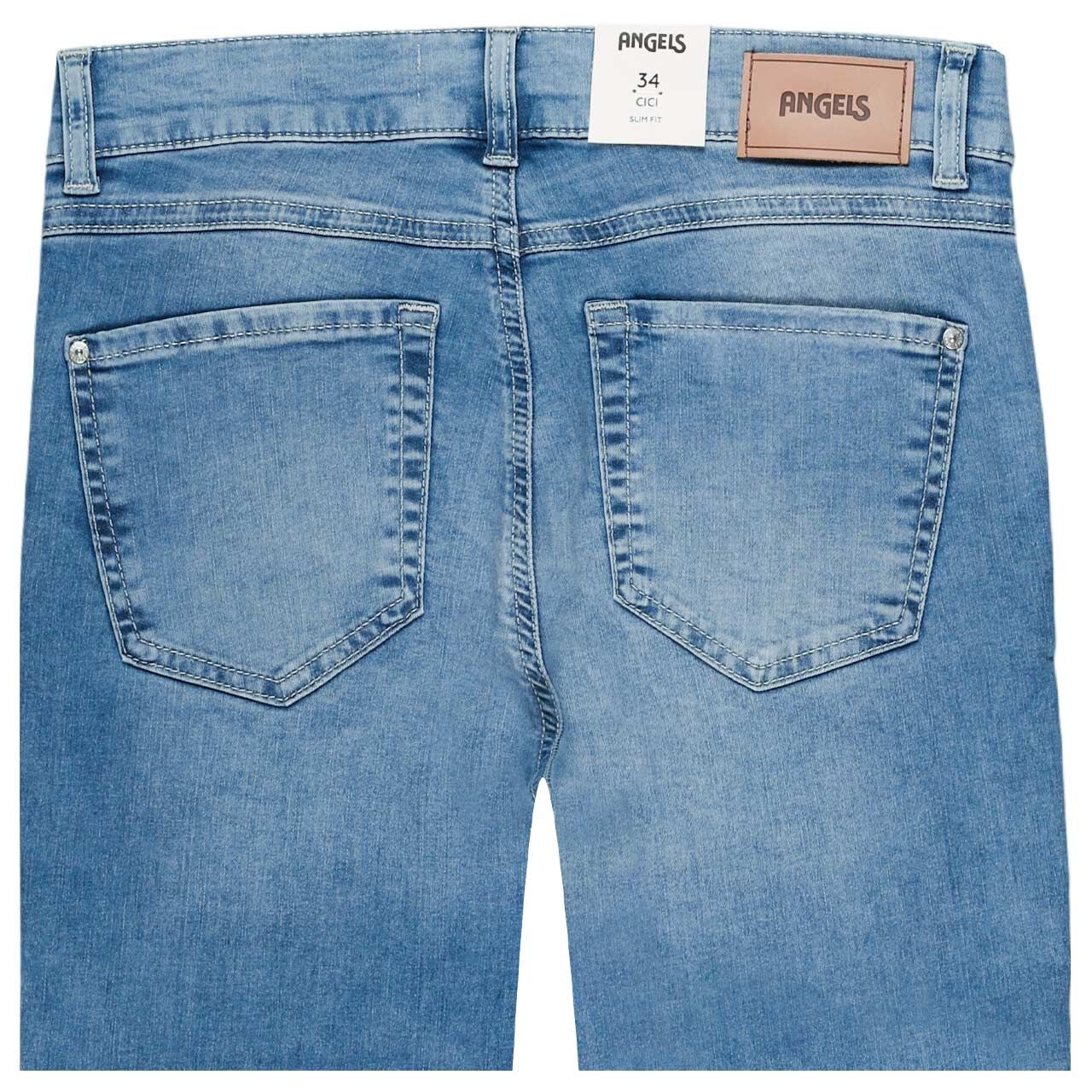 Stretch Damen 3/4 Jeans Cici TU von Angels in Hellblau angewaschen, detaillierte Rückansicht